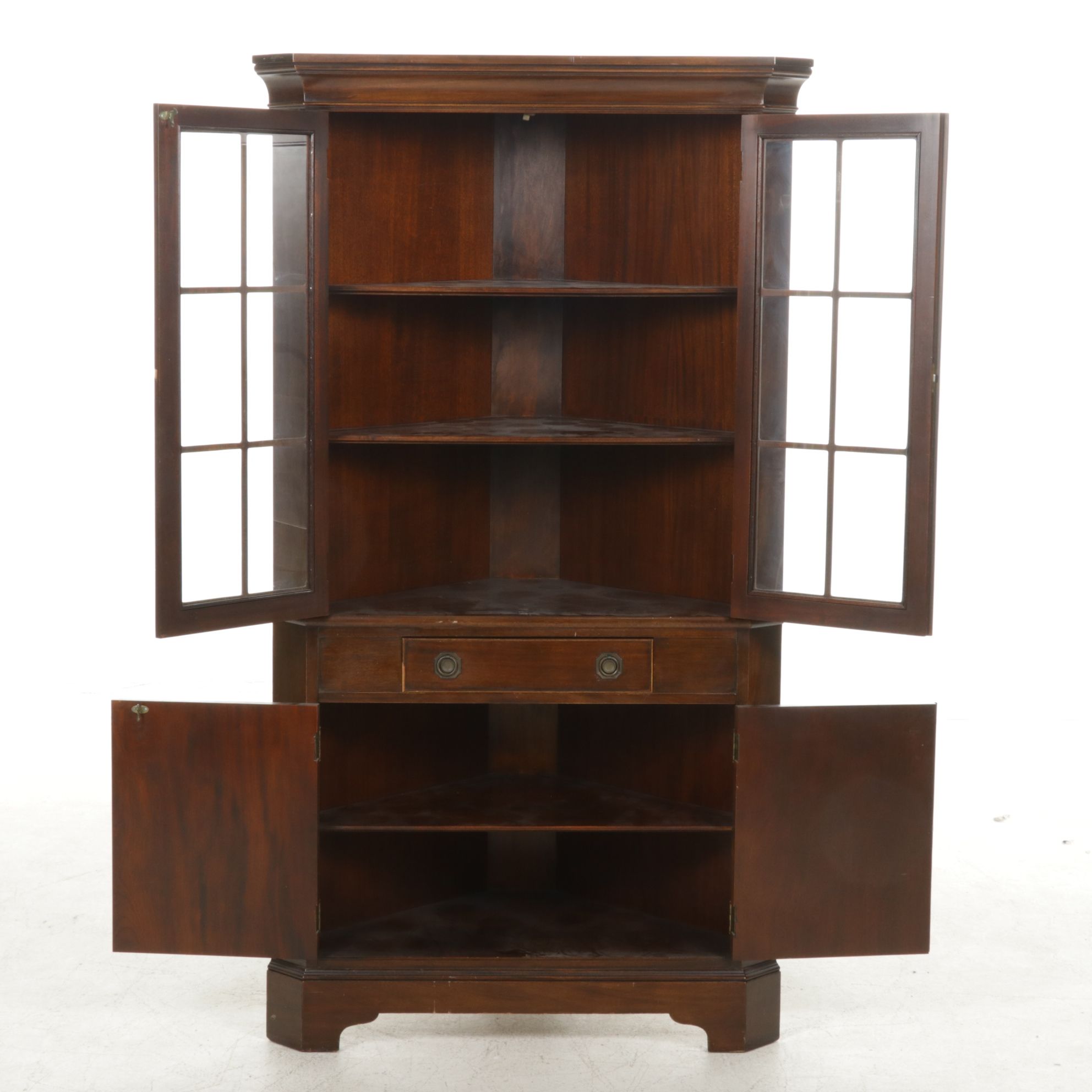 Brandt Federal Style Mahogany Corner Display Cabinet