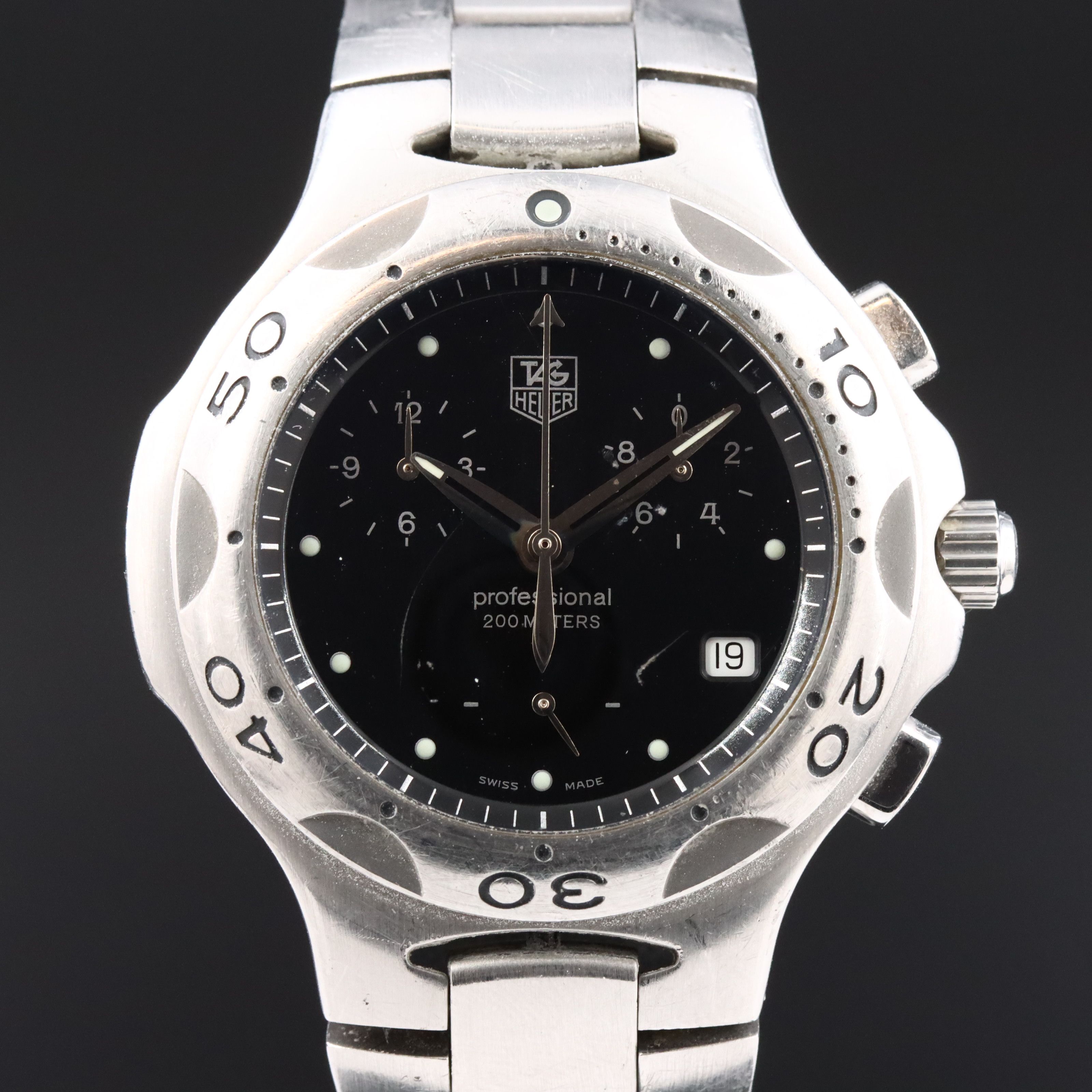 TAG Heuer Stainless Steel Black Dial Date Chronograph Quartz Watch