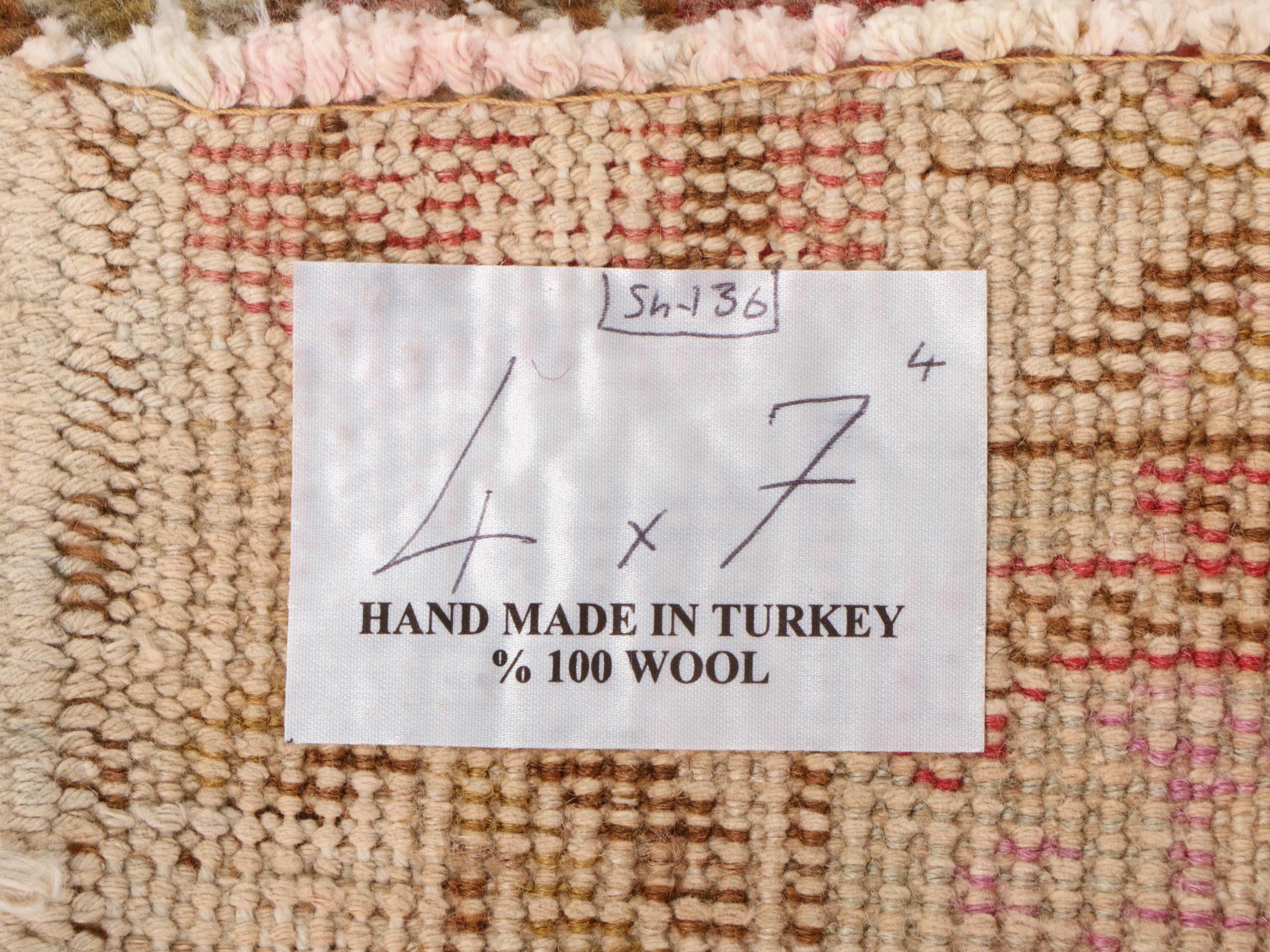 4' x 7'5 Hand-Knotted Turkish Oushak Area Rug