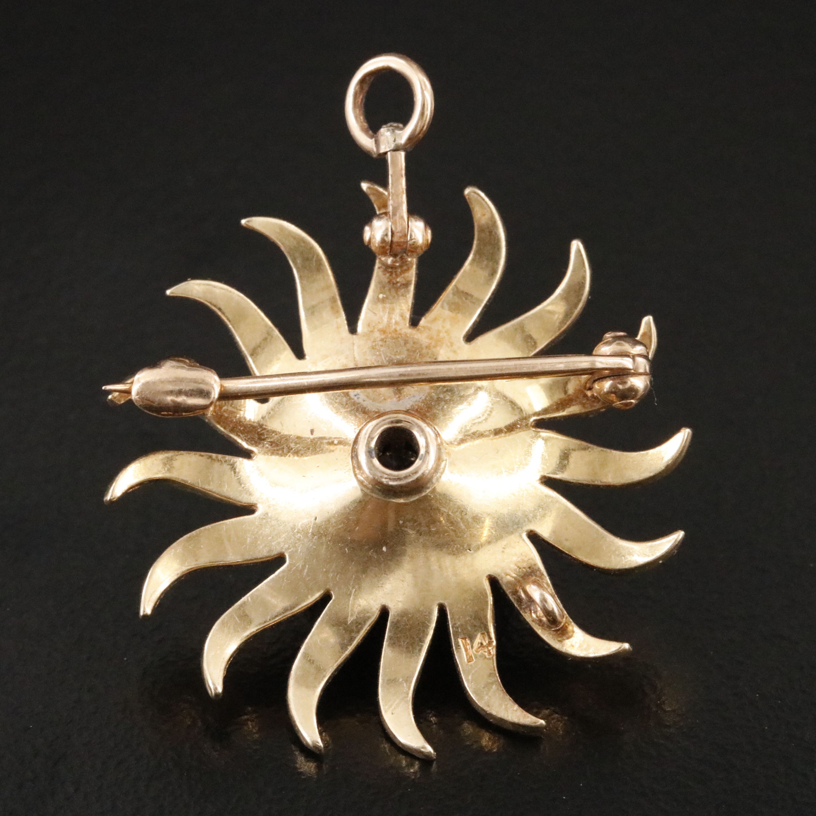 Antique 14K Diamond and Pearl Brooch