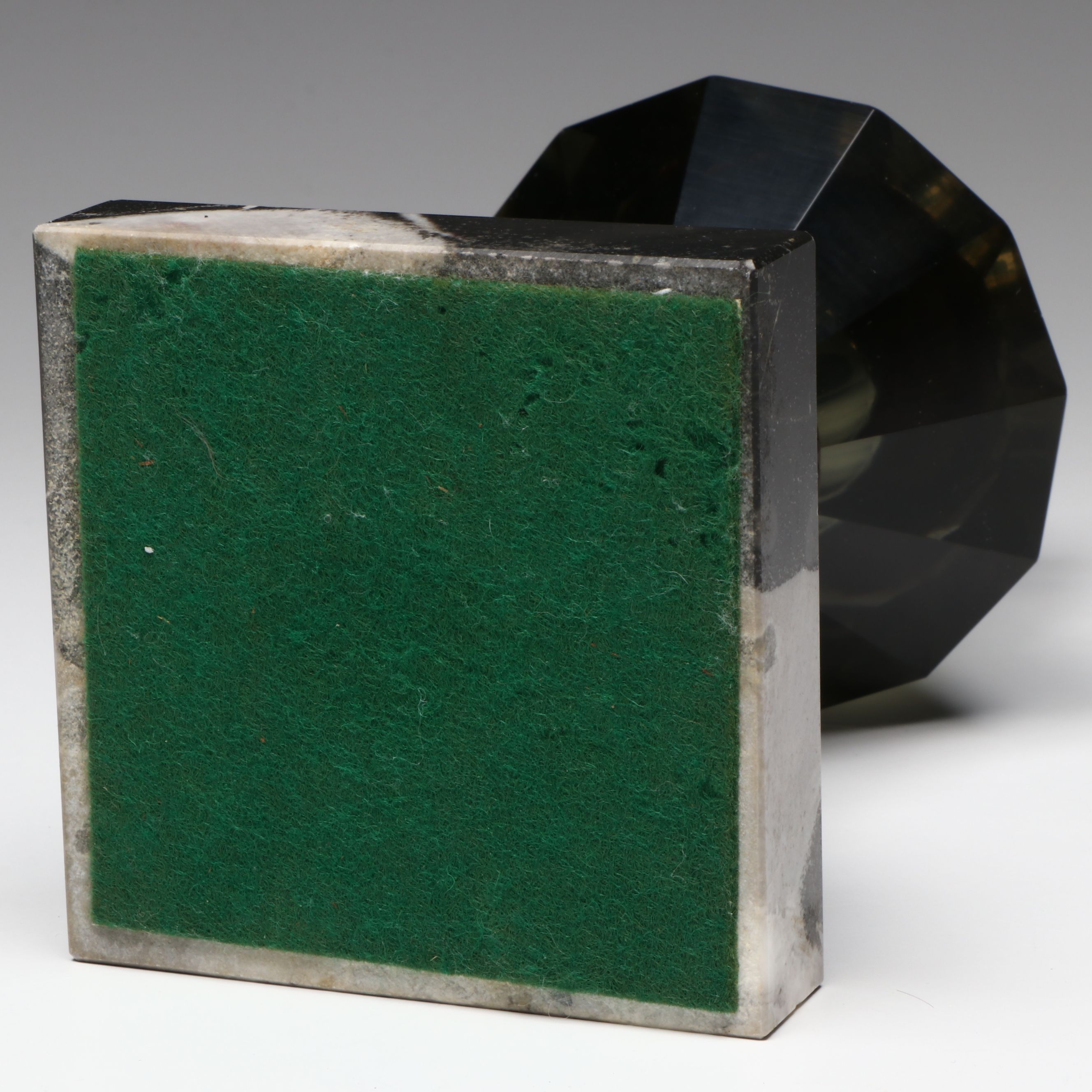 Mid-Century Smokey Glass and Marble Table Lighter