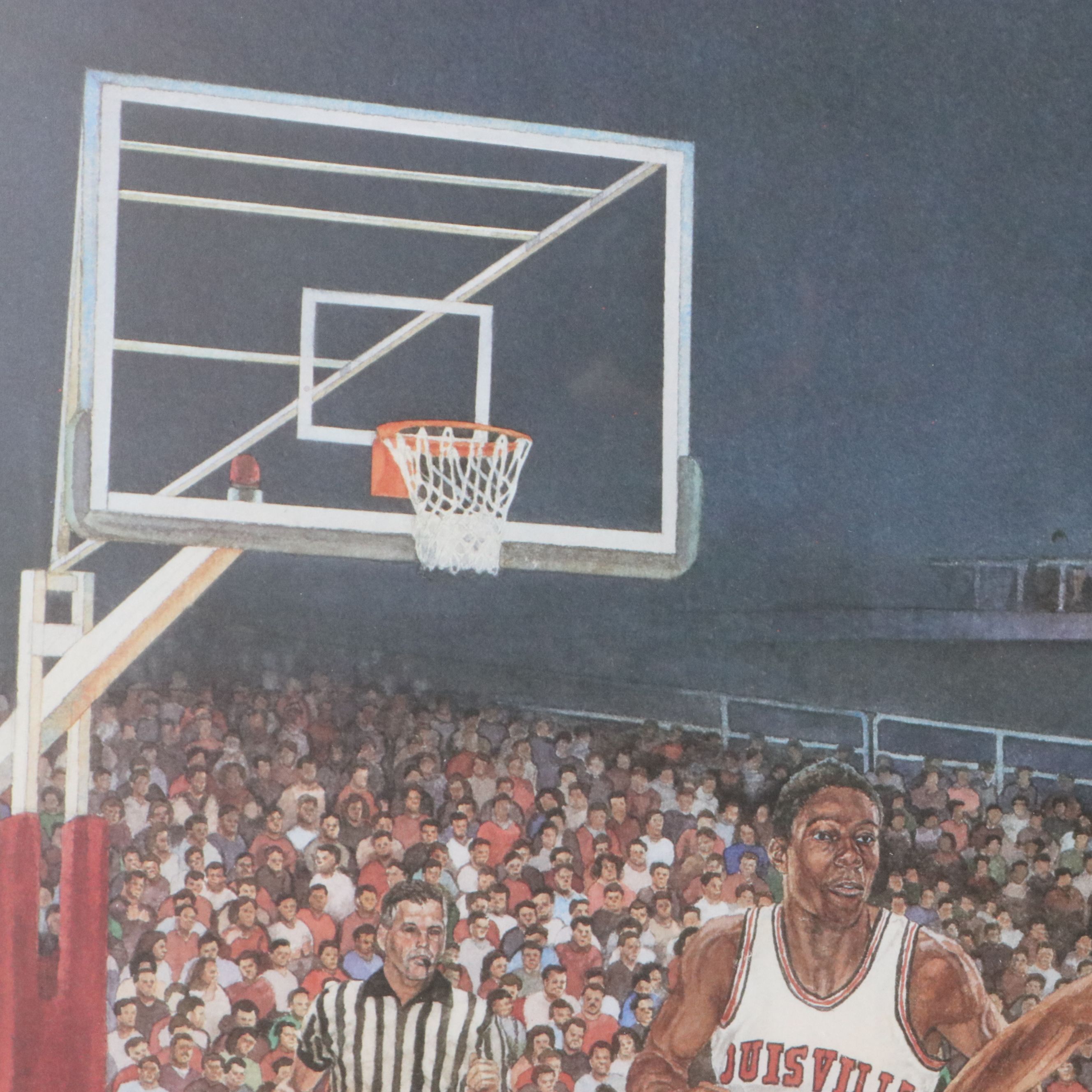 Stanley Silver College Basketball Themed Offset Lithograph, 1993