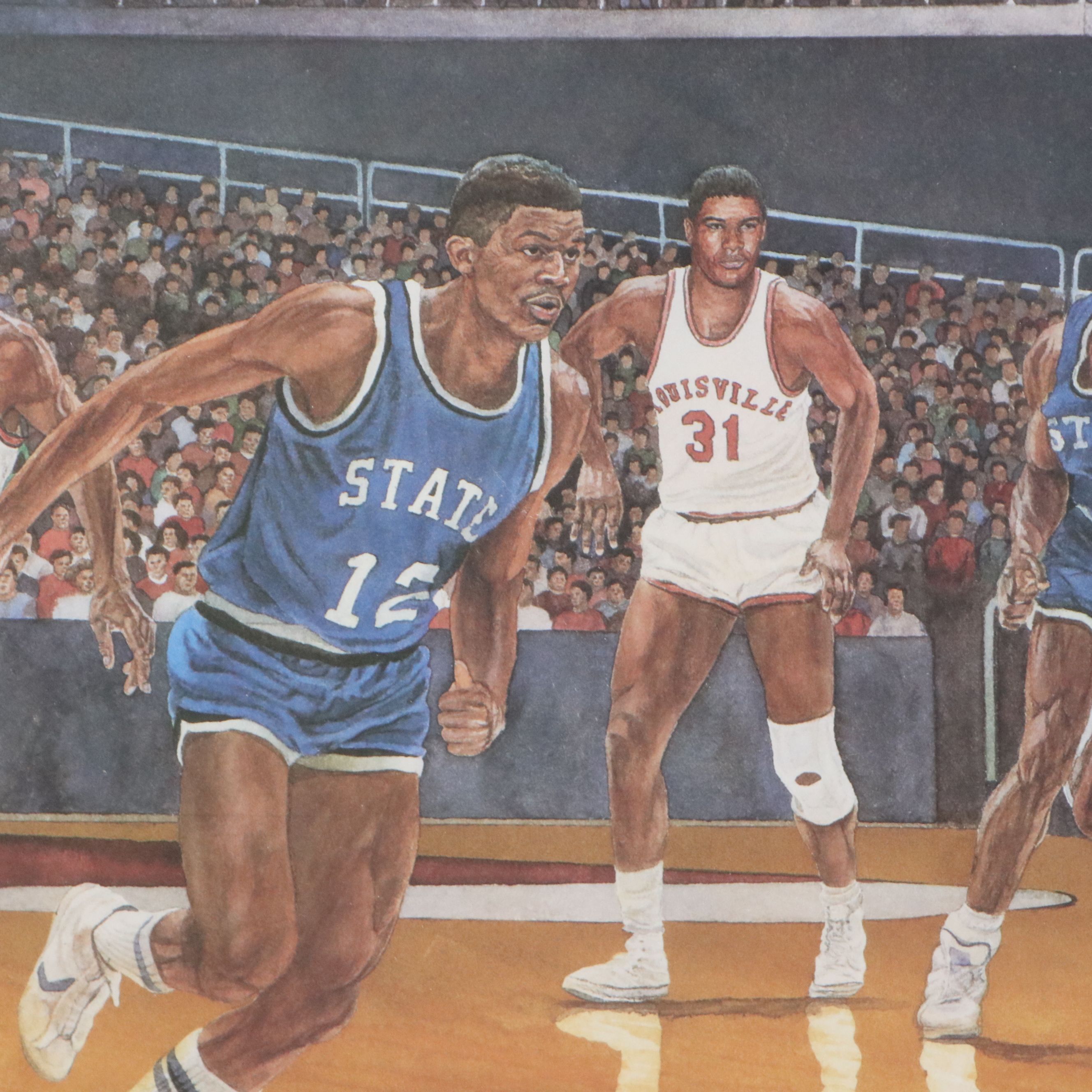 Stanley Silver College Basketball Themed Offset Lithograph, 1993
