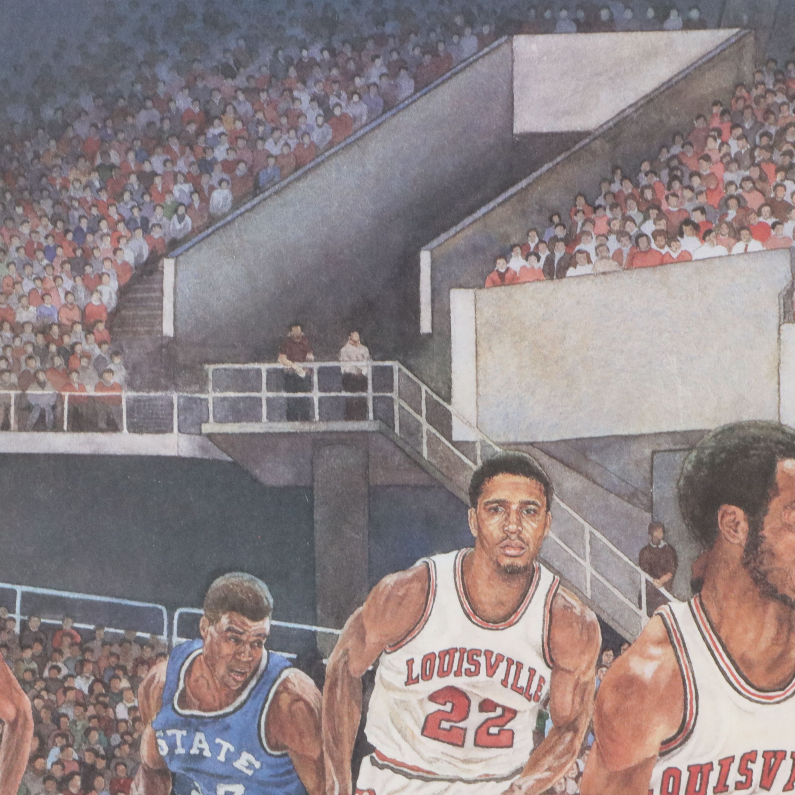 Stanley Silver College Basketball Themed Offset Lithograph, 1993
