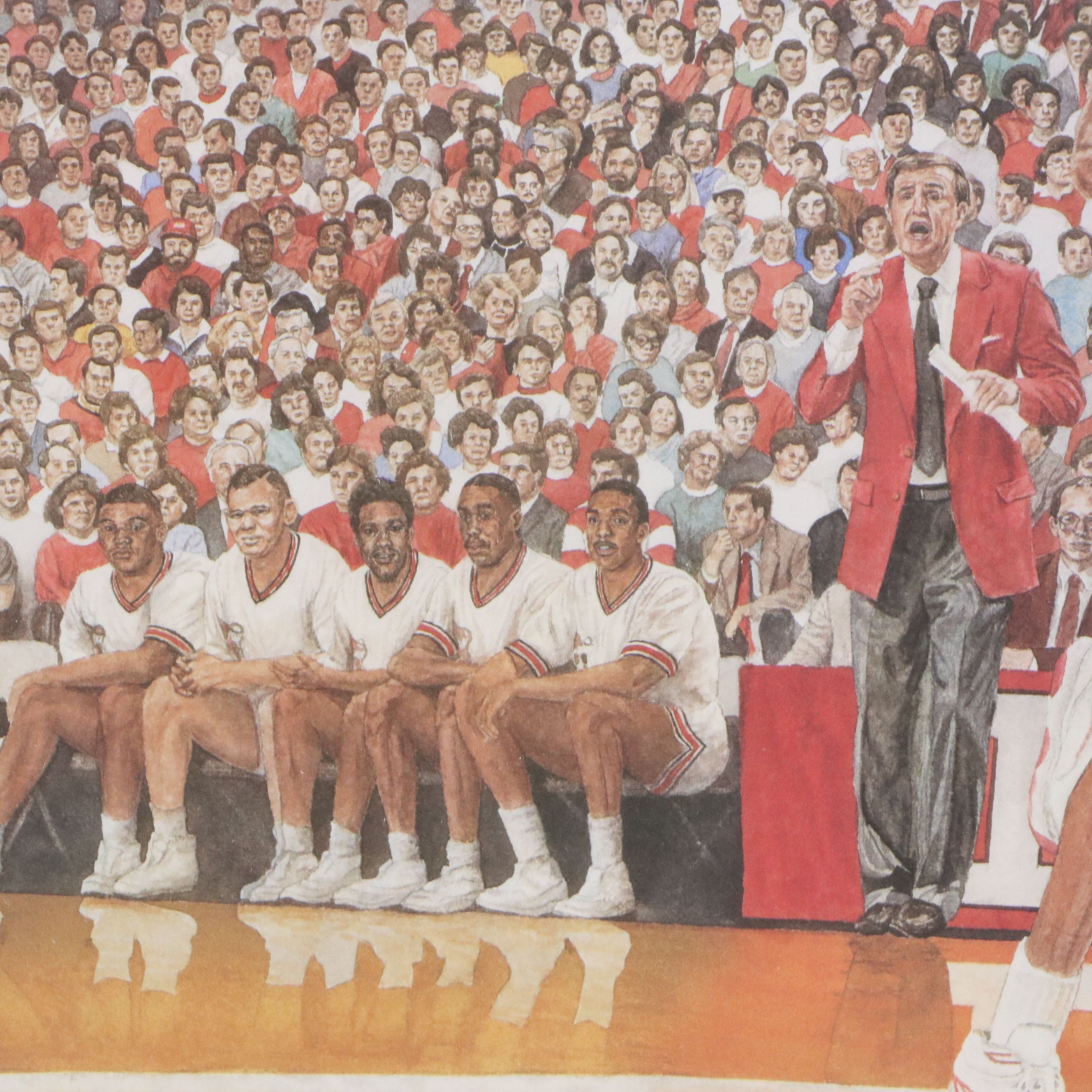 Stanley Silver College Basketball Themed Offset Lithograph, 1993