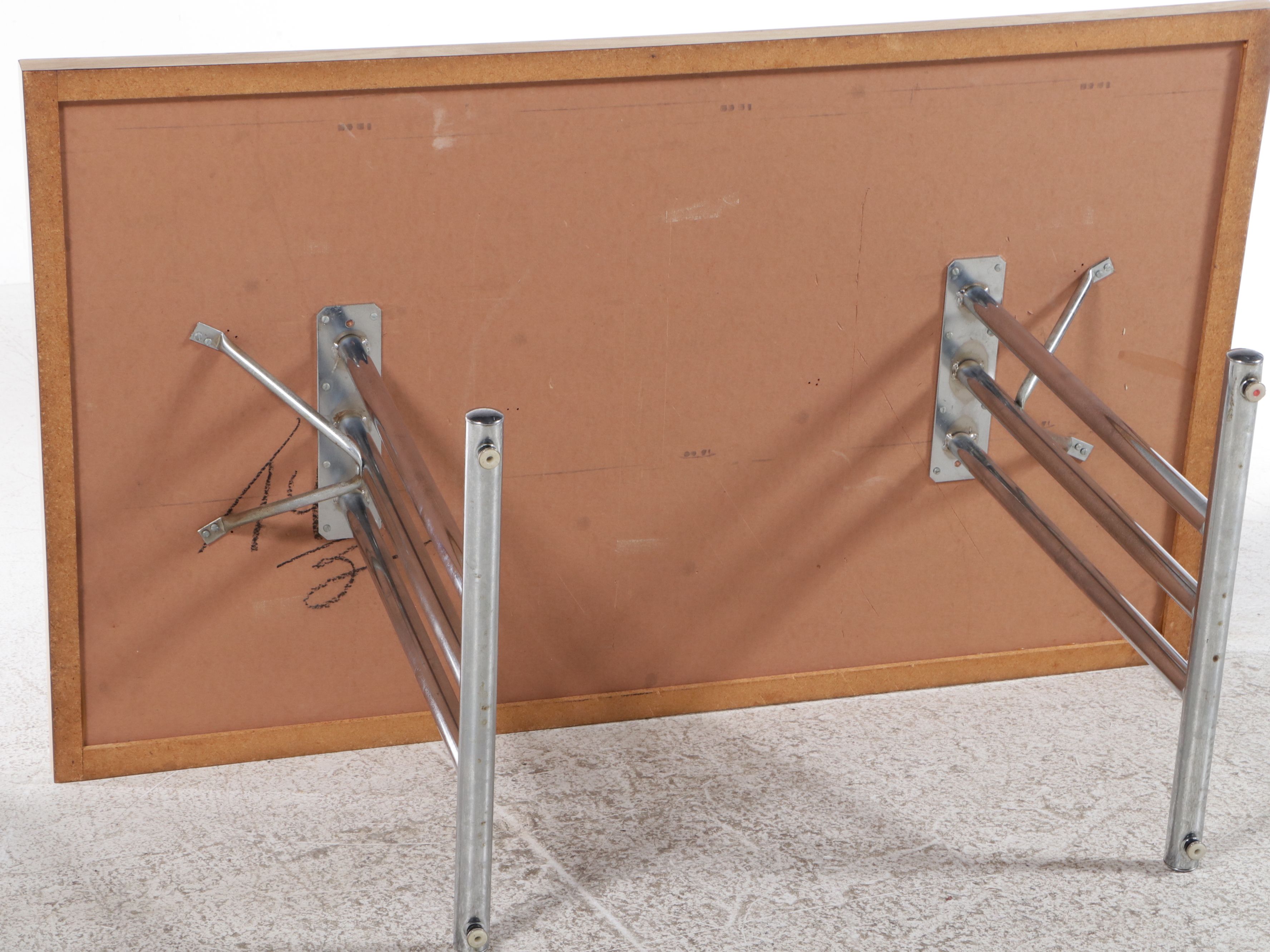 Contemporary Postmodern Style Table with Triple Chrome Tube Legs