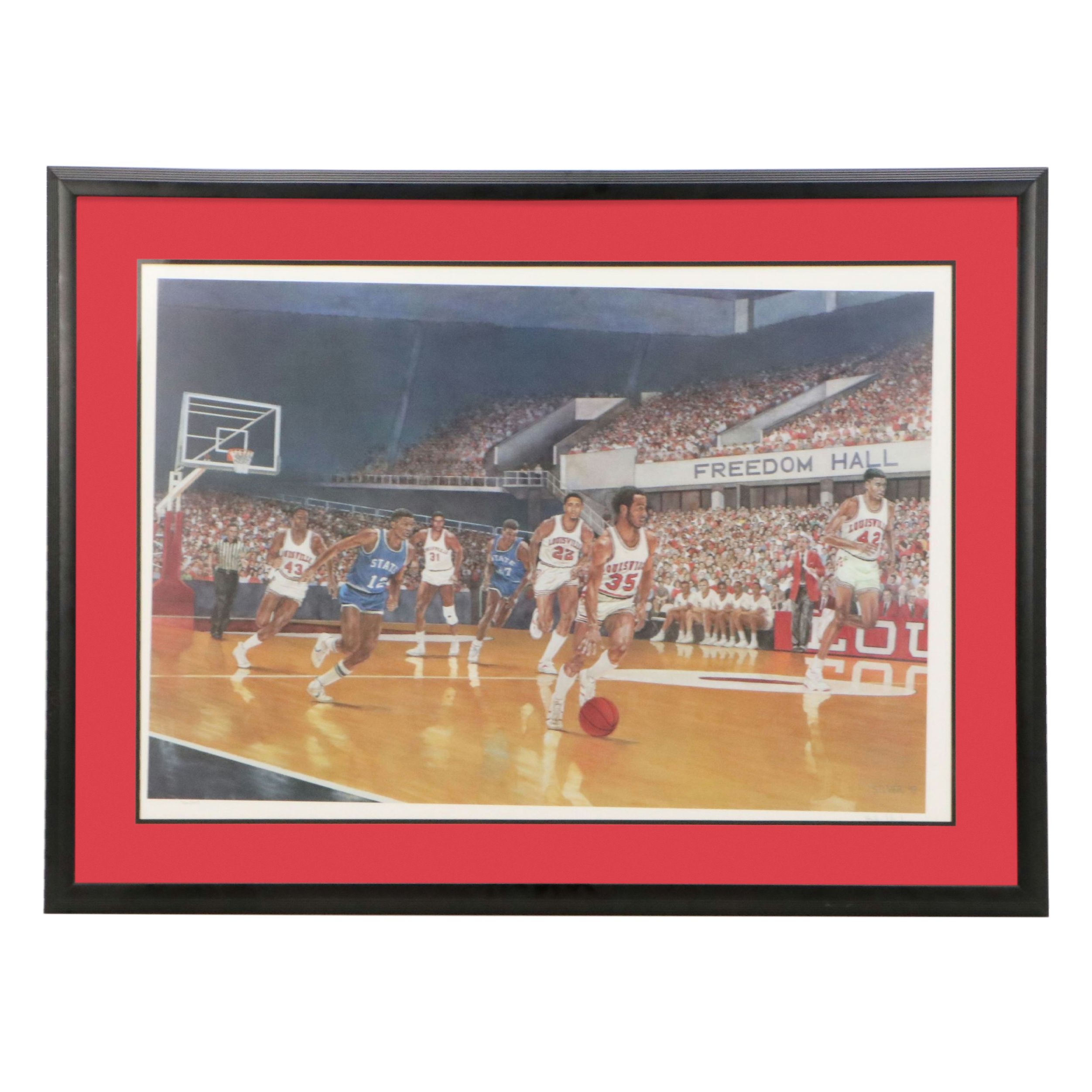 Stanley Silver College Basketball Themed Offset Lithograph, 1993