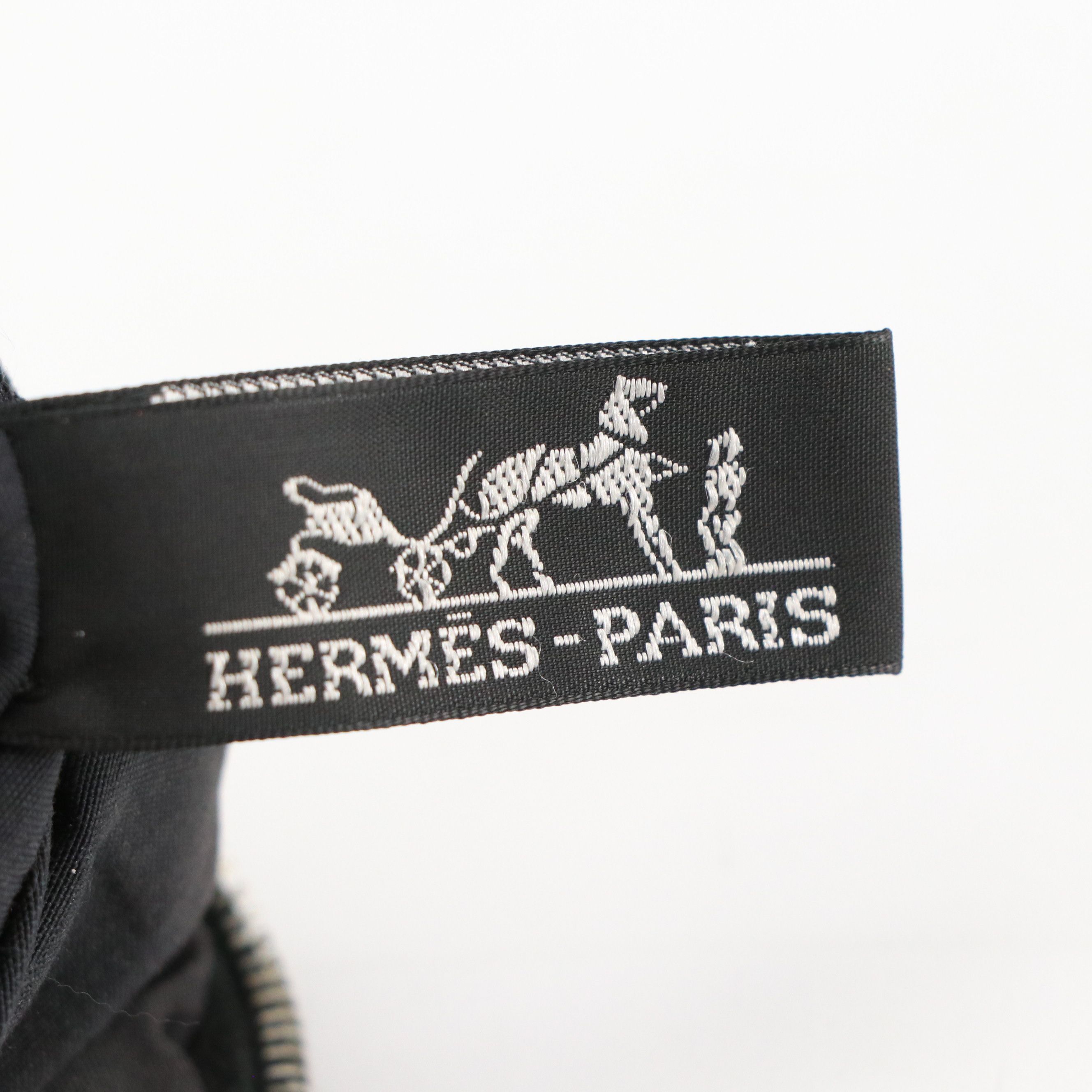 Hermès Bolide Zip Travel Pouch in Black Cotton Canvas with Leather Trim