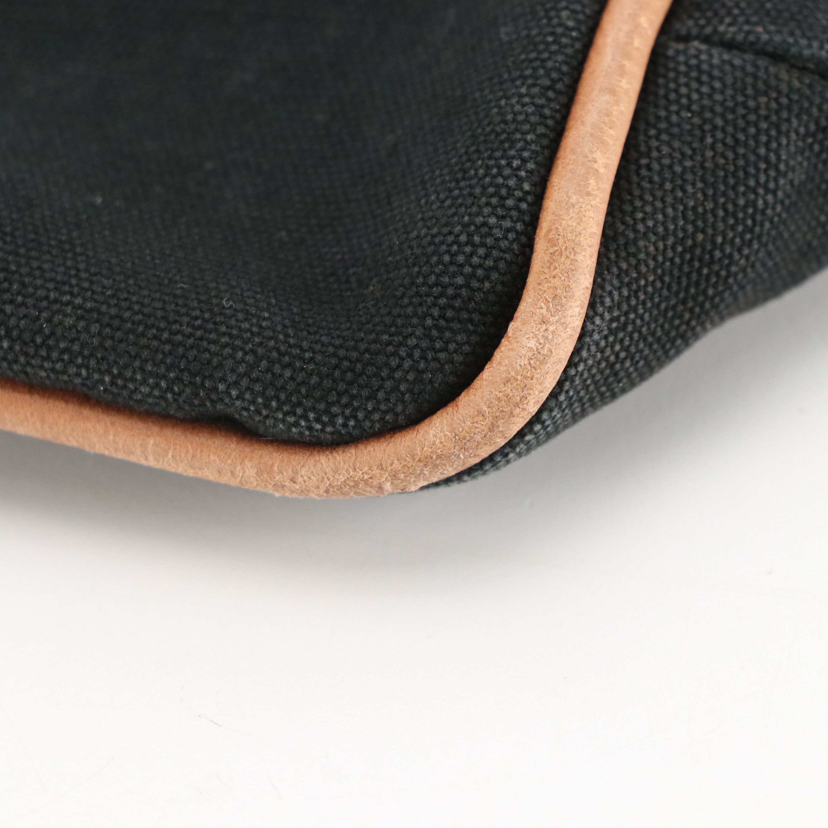 Hermès Bolide Zip Travel Pouch in Black Cotton Canvas with Leather Trim