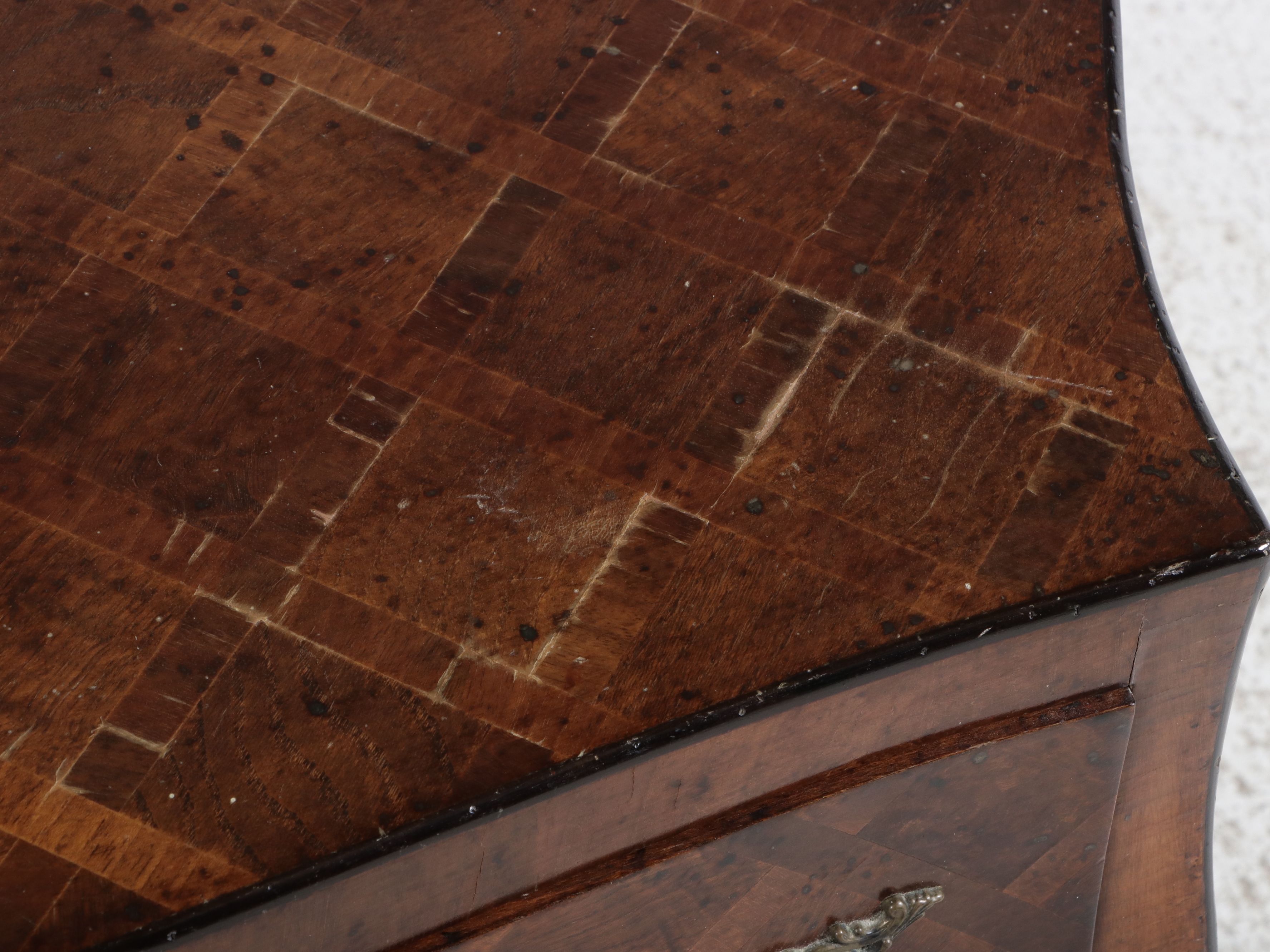 Italian Walnut Parquetry Bombé Chest