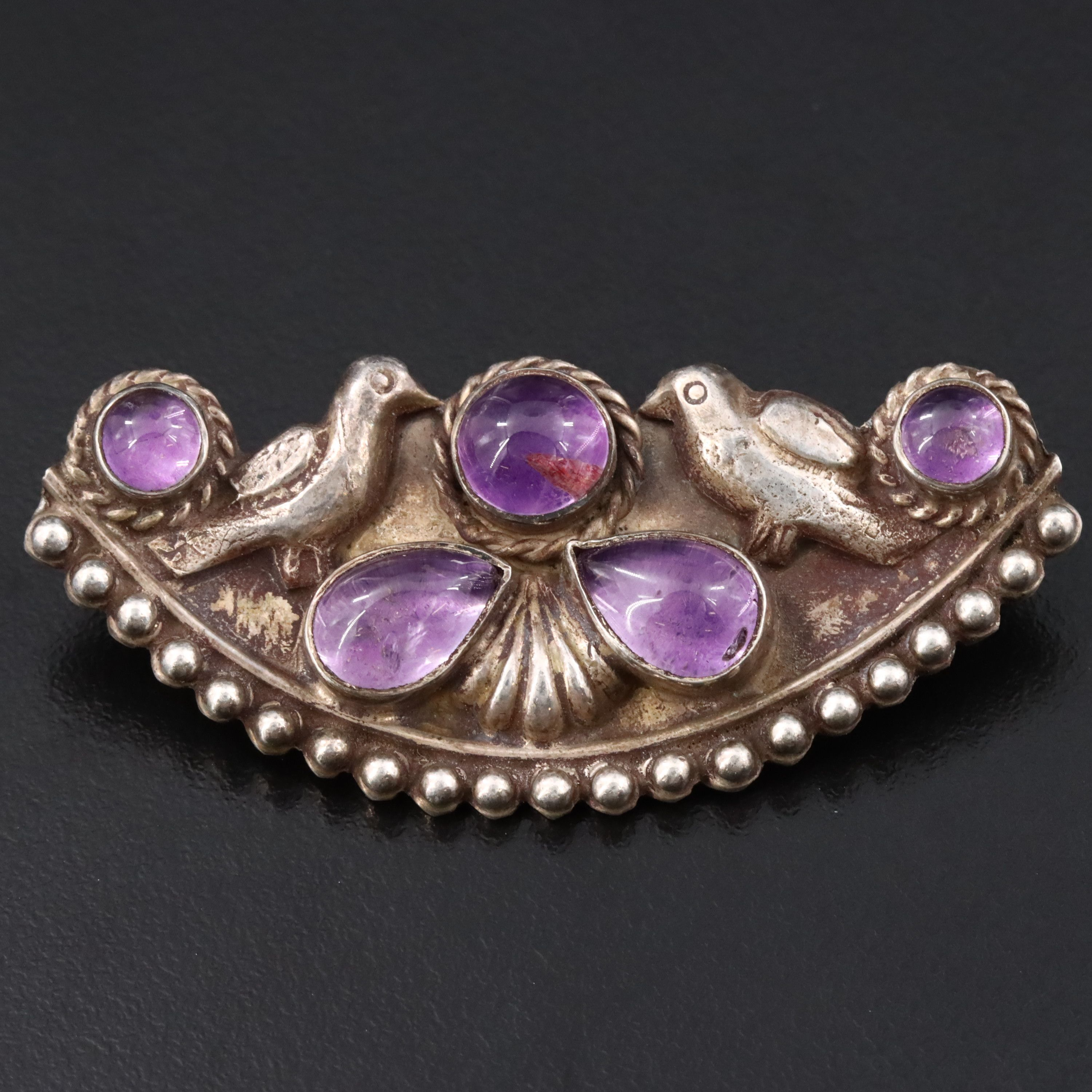 Sterling Amethyst Brooch