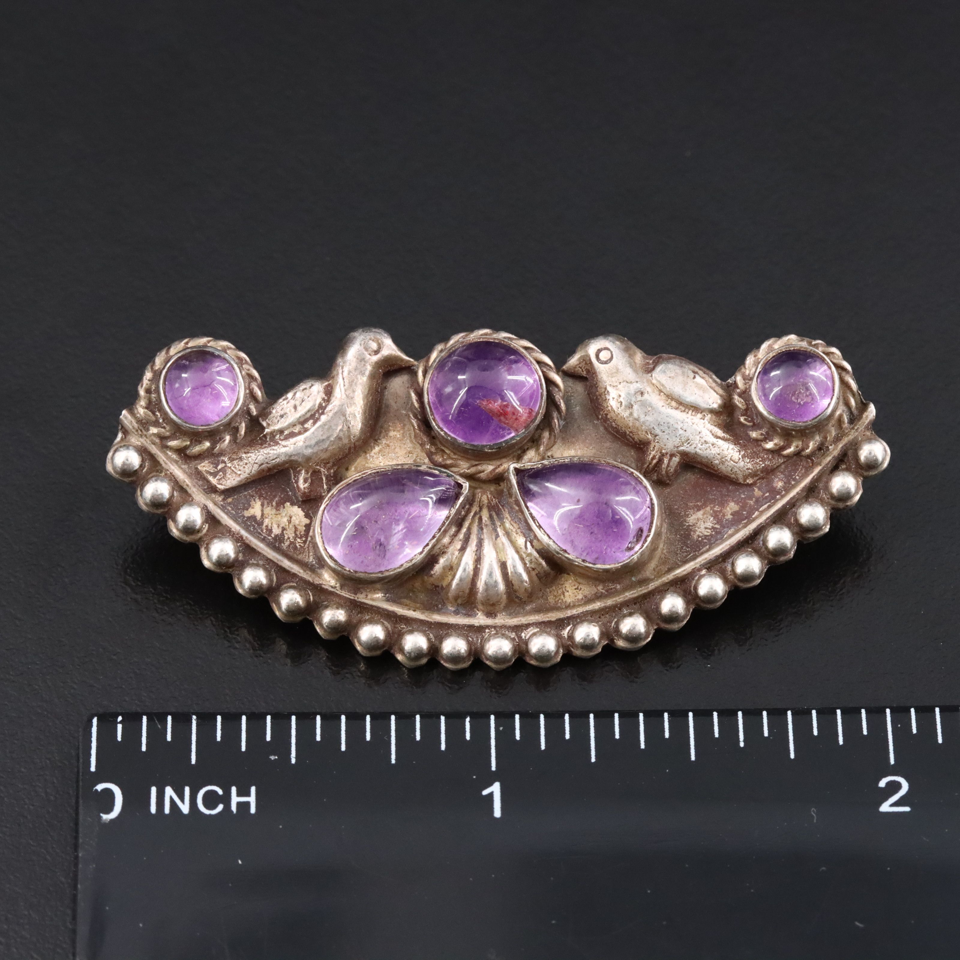 Sterling Amethyst Brooch