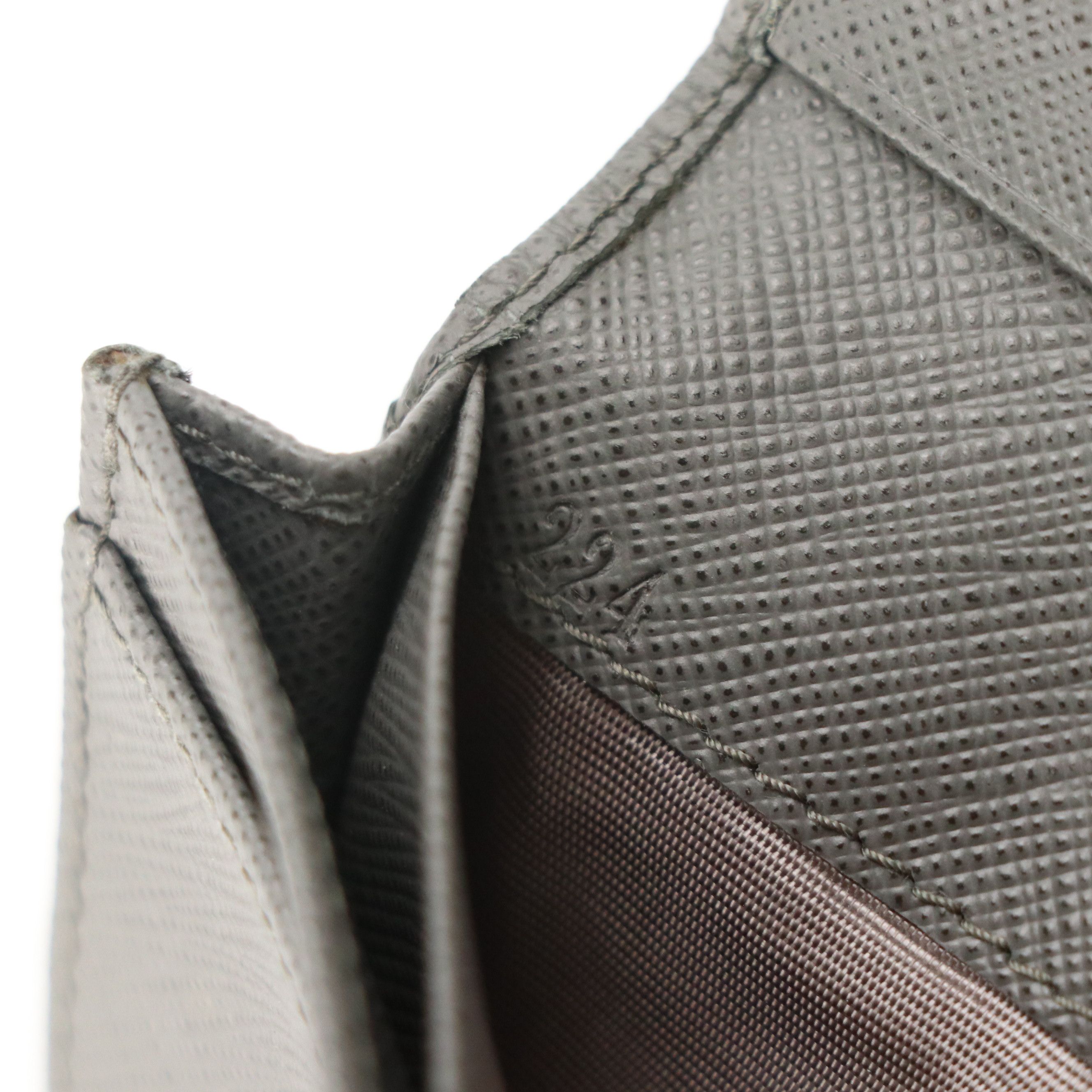 Prada Compact Card Wallet in Grey Saffiano Leather