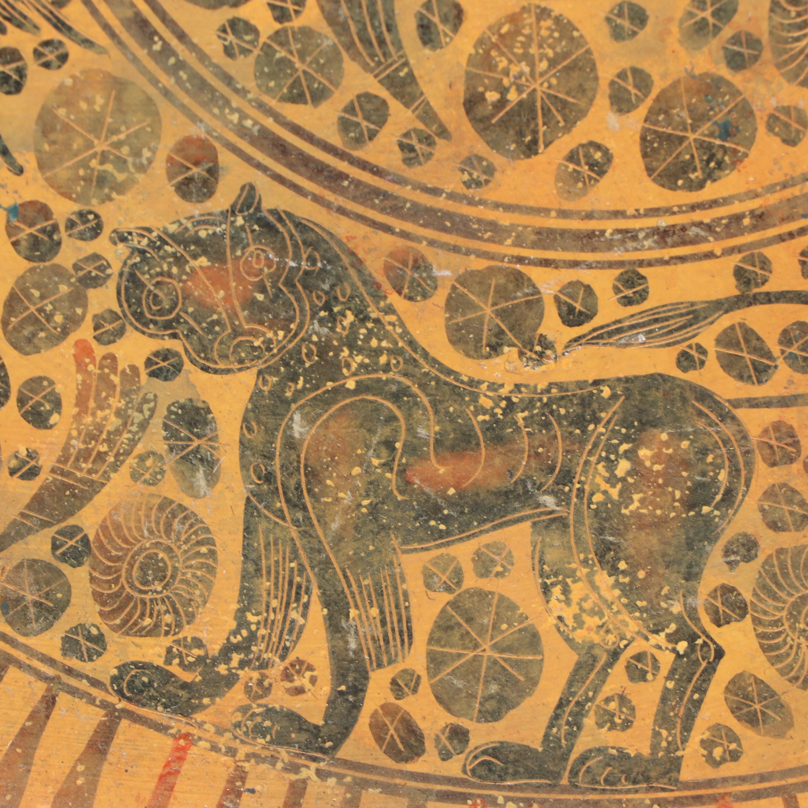 Paris Vagis Hand-Painted Corinthian Period Terracotta Replica Wall Hanging Decor