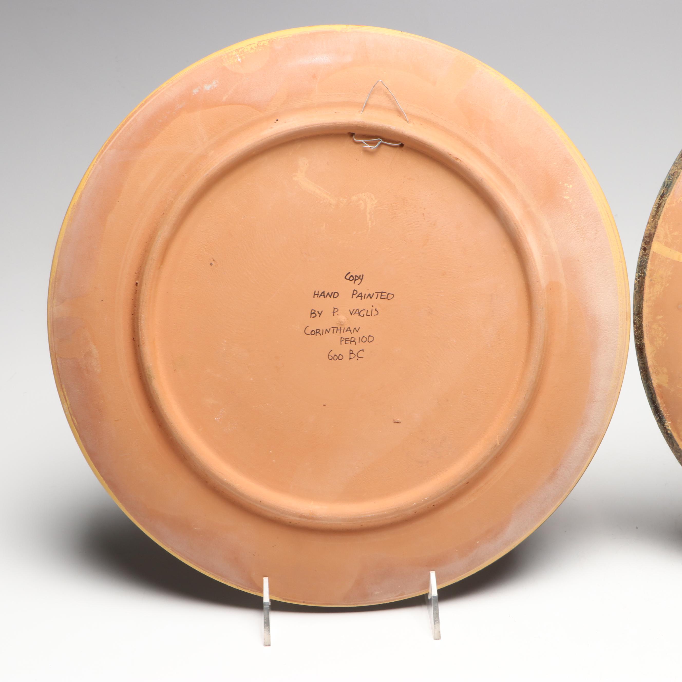 Paris Vagis Hand-Painted Corinthian Period Terracotta Replica Wall Hanging Decor