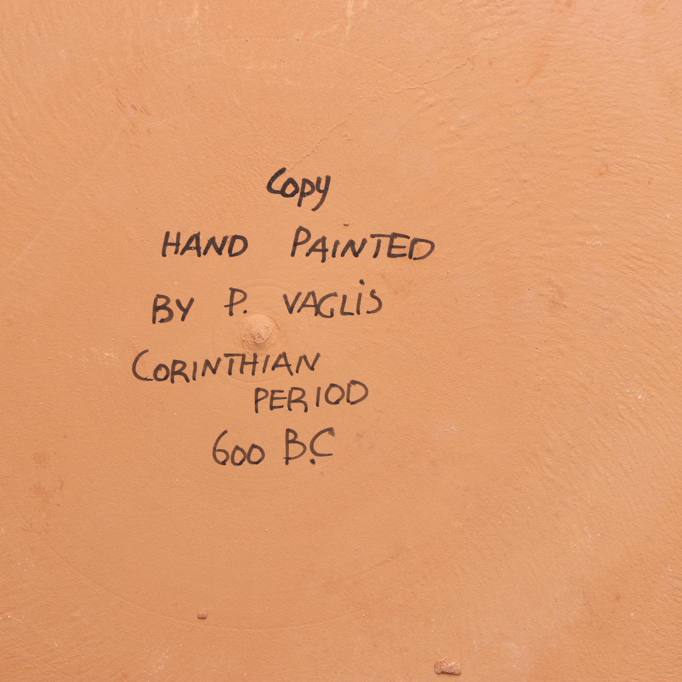 Paris Vagis Hand-Painted Corinthian Period Terracotta Replica Wall Hanging Decor