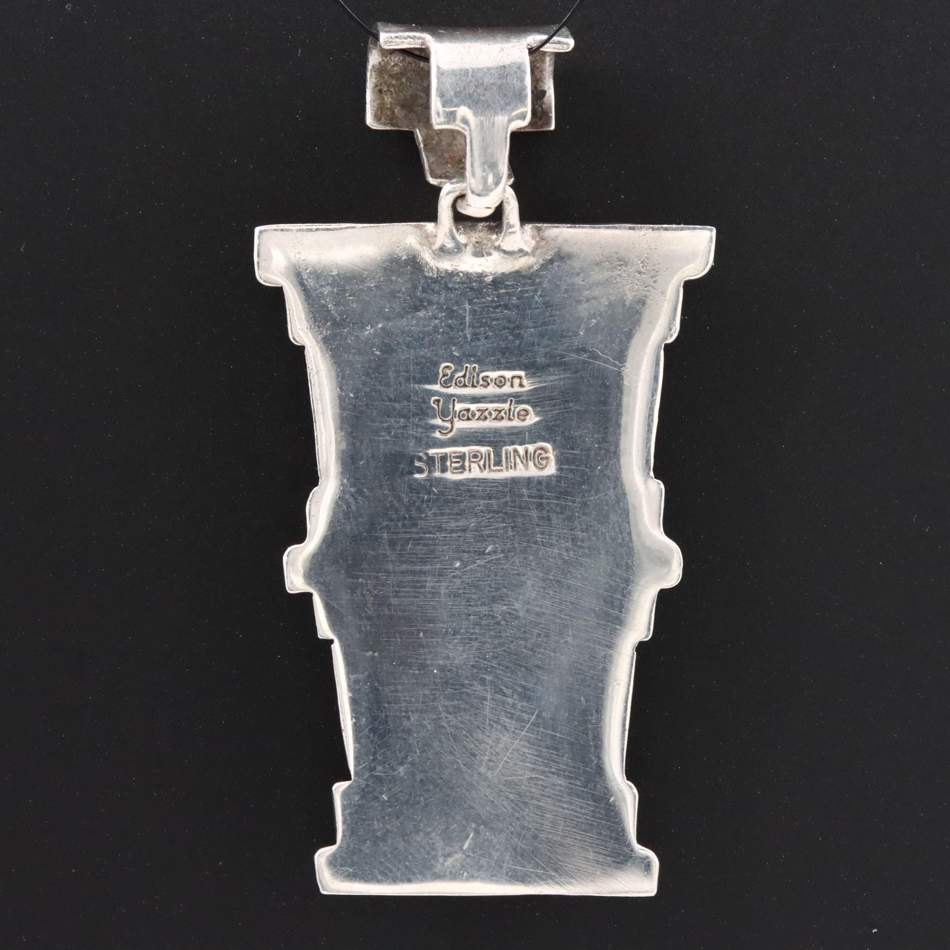 Edison Yazzie Navajo Diné Sterling Inlay Landscape Pendant Including Tiger's Eye