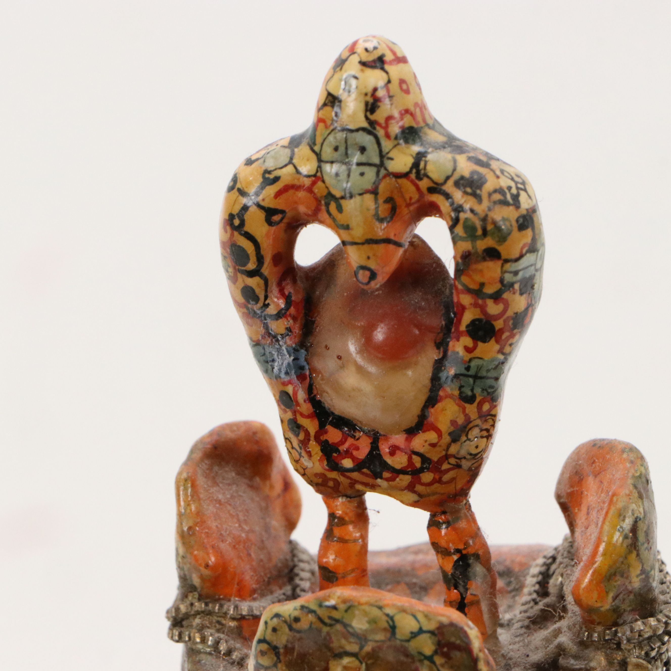 Folk Art Mixed Media Sculpture of Queen with Child and Panther