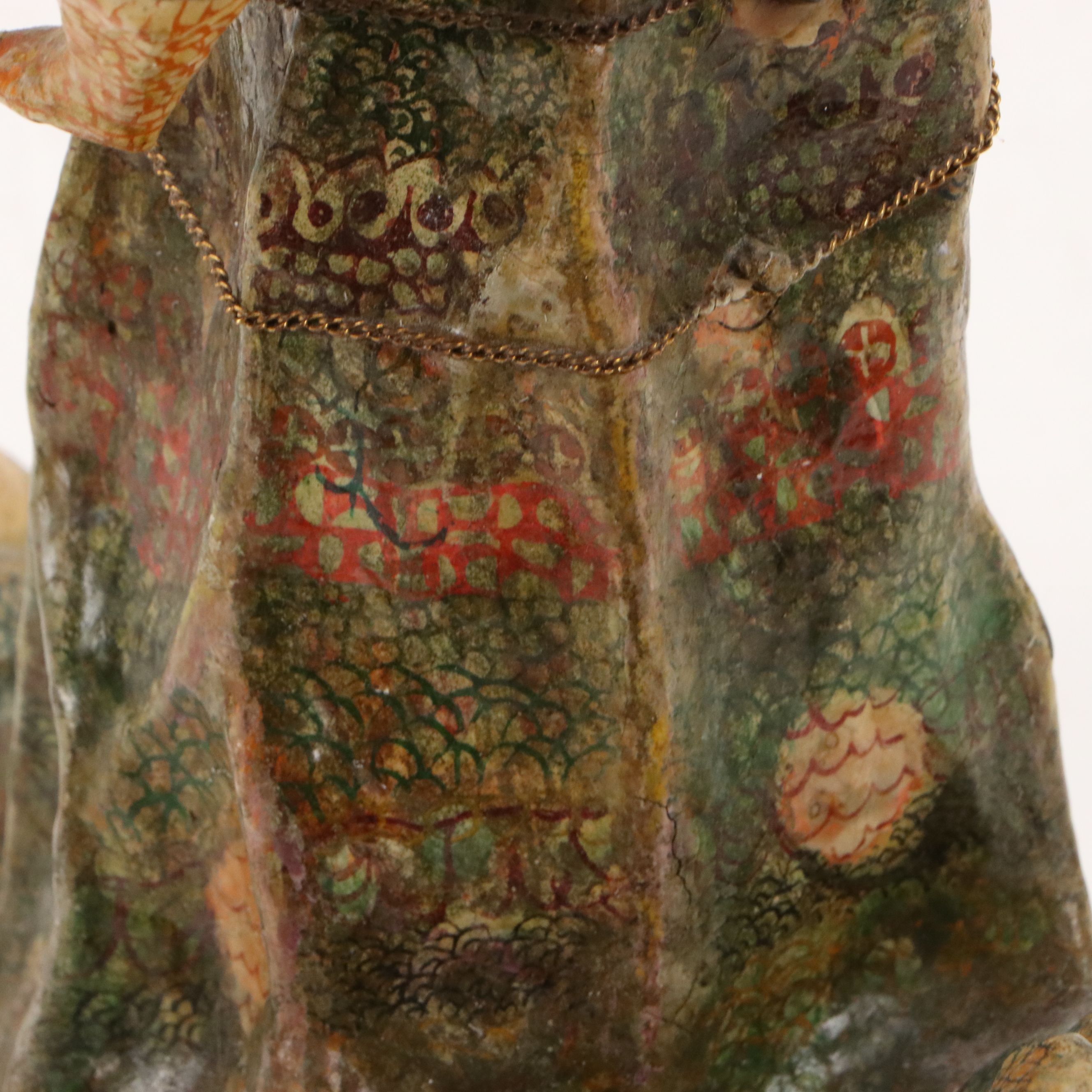 Folk Art Mixed Media Sculpture of Queen with Child and Panther