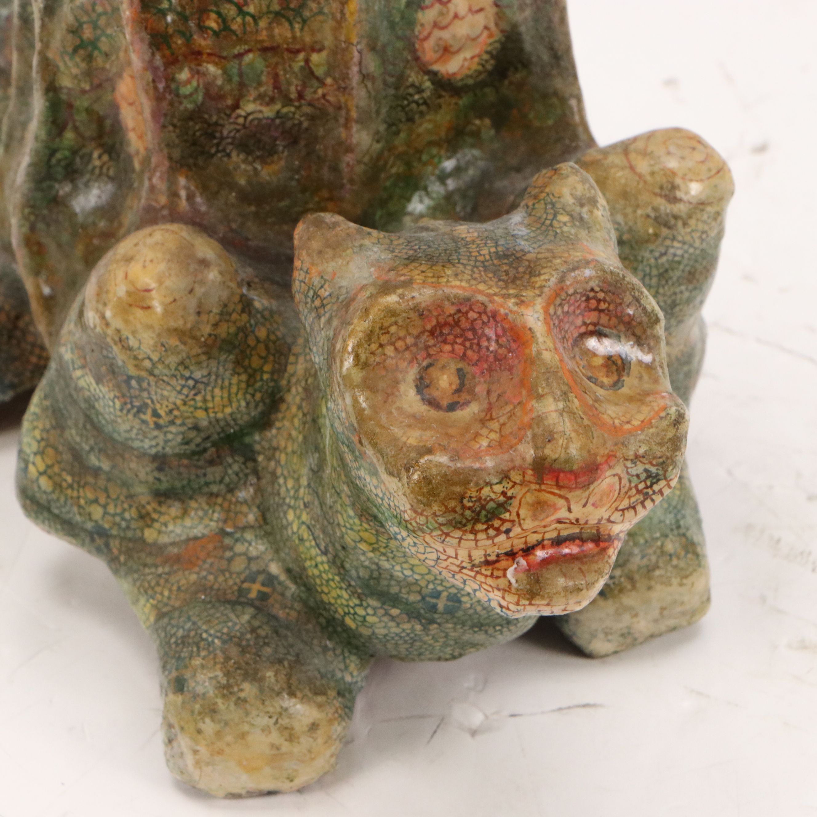 Folk Art Mixed Media Sculpture of Queen with Child and Panther