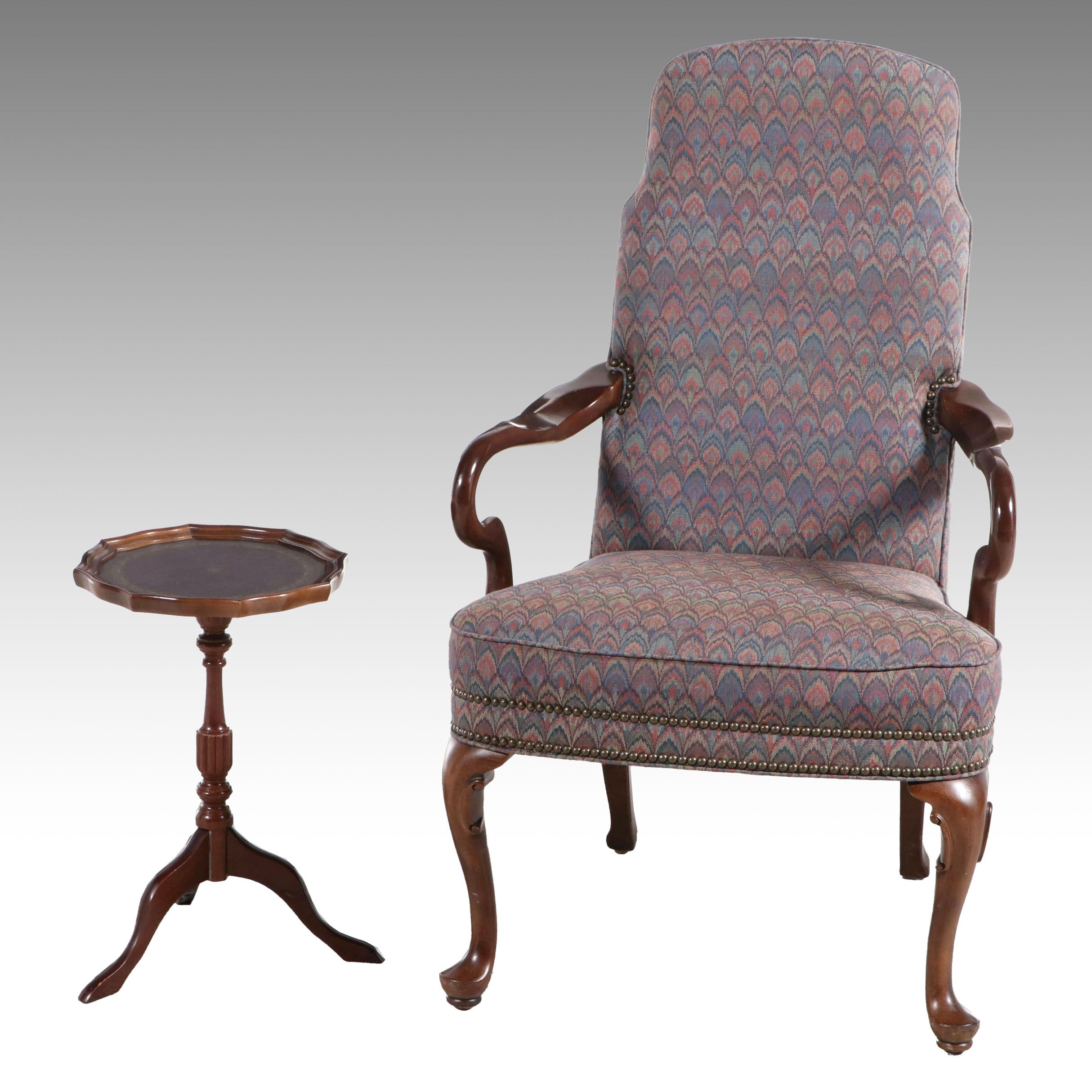 Queen Anne Style Armchair and The Bombay Company Tripod Drinks Table