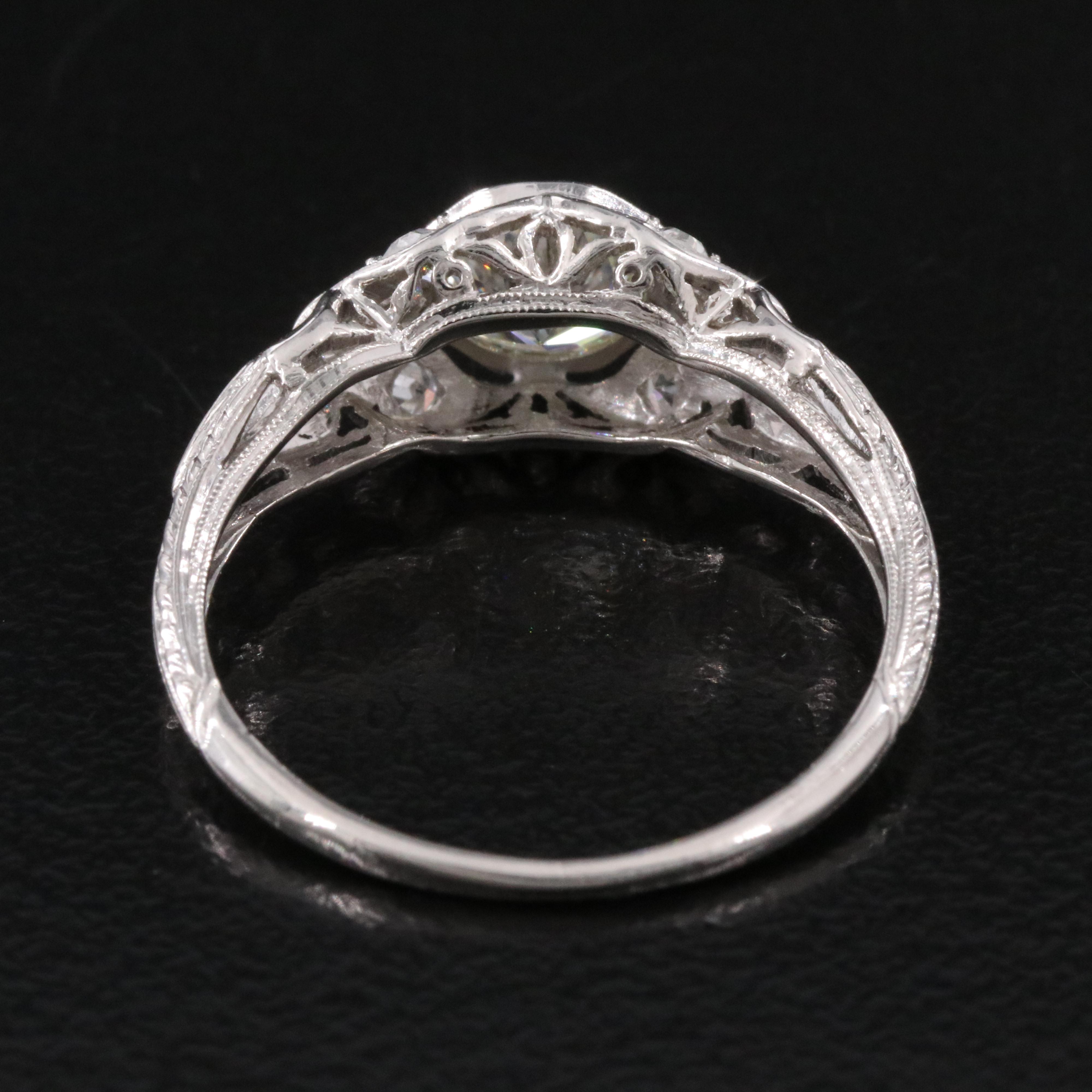 Antique Platinum 0.91 CTW Diamond Ring