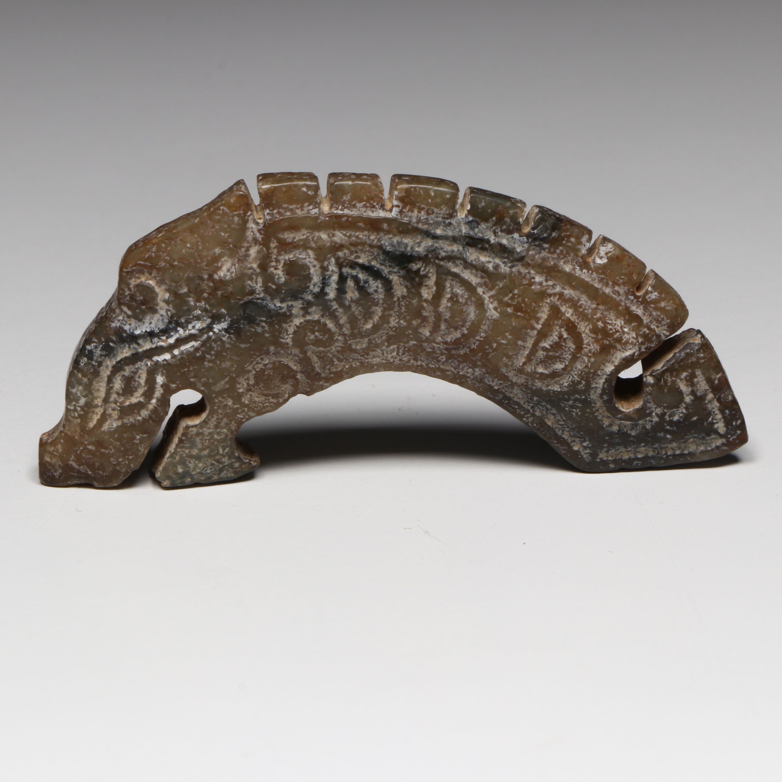 Ancient Chinese Hongshan Carved Jade Dragon and Pig Pendants