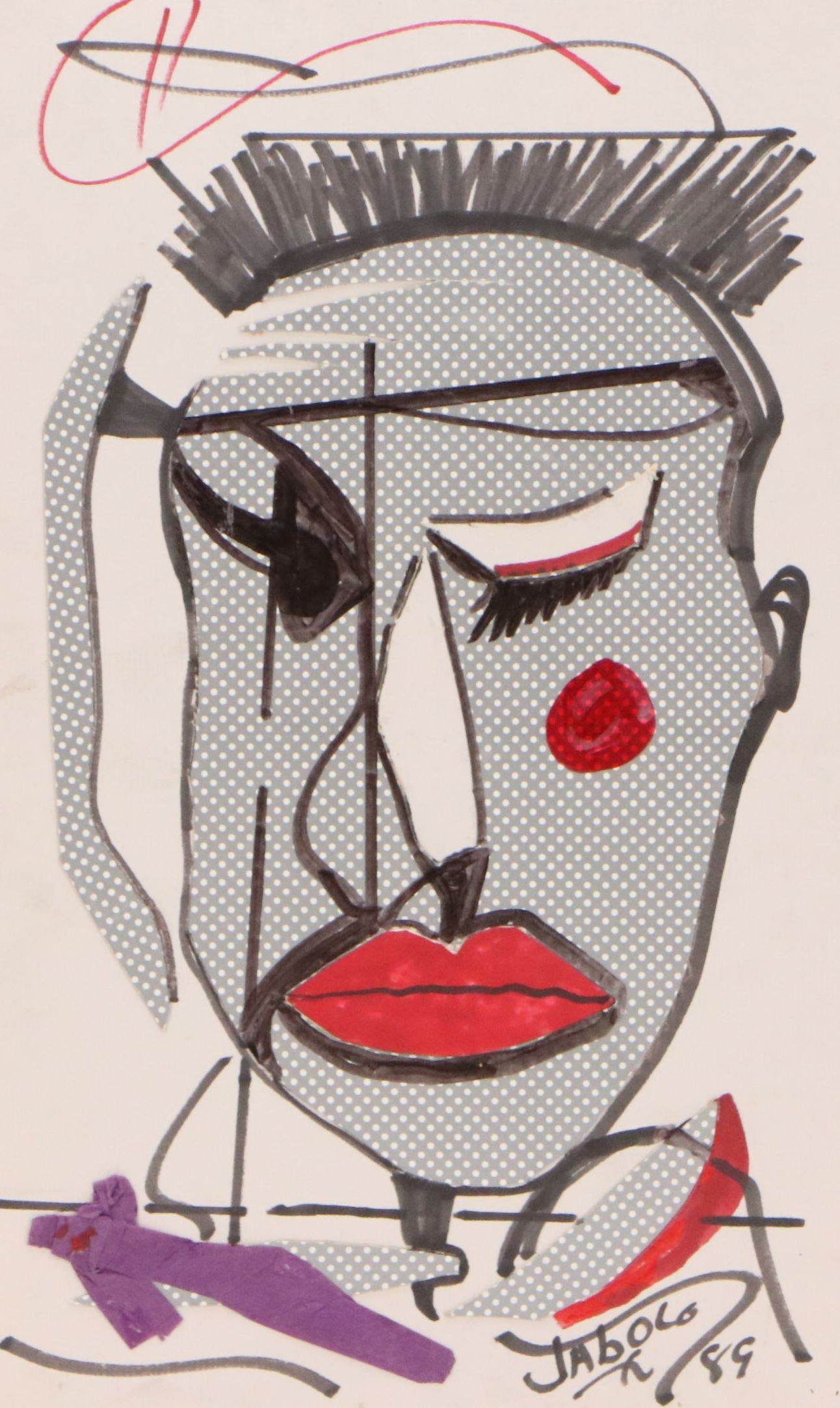 Jabolo Collages of Abstracted Face and Figural Composition, 1989-90