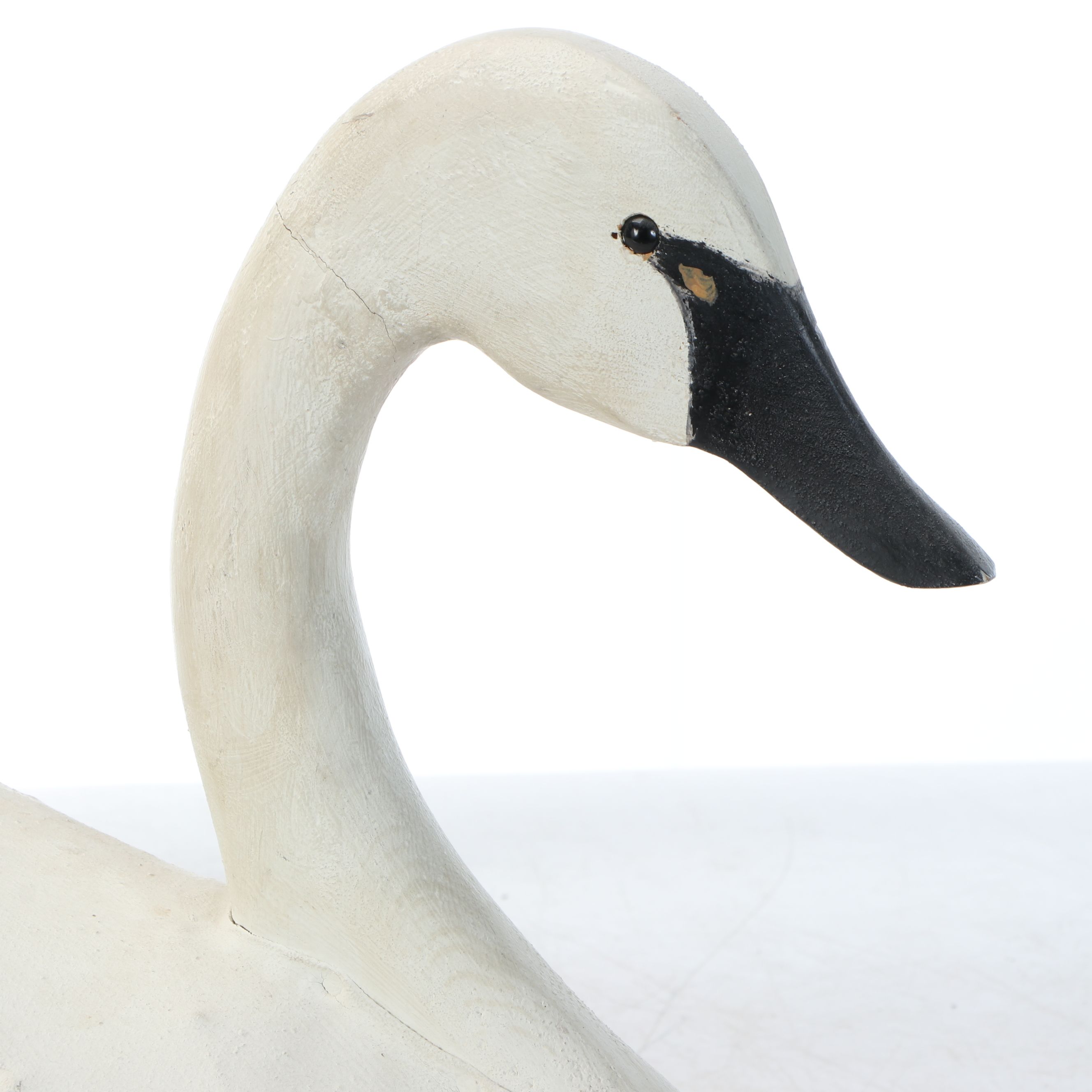 American Folk Art B & D Rose Carved and Painted Wooden Swan Decoy