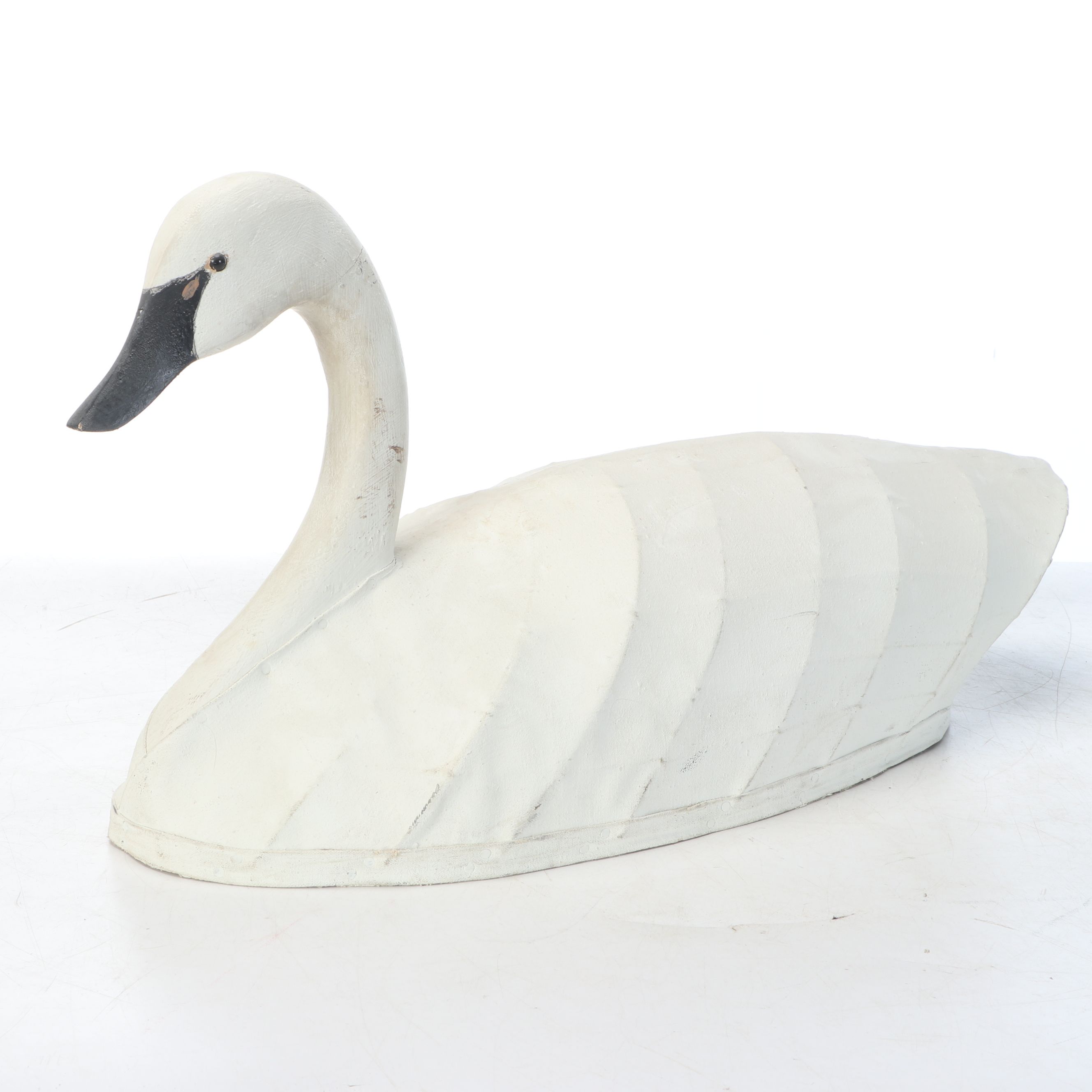 American Folk Art B & D Rose Carved and Painted Wooden Swan Decoy