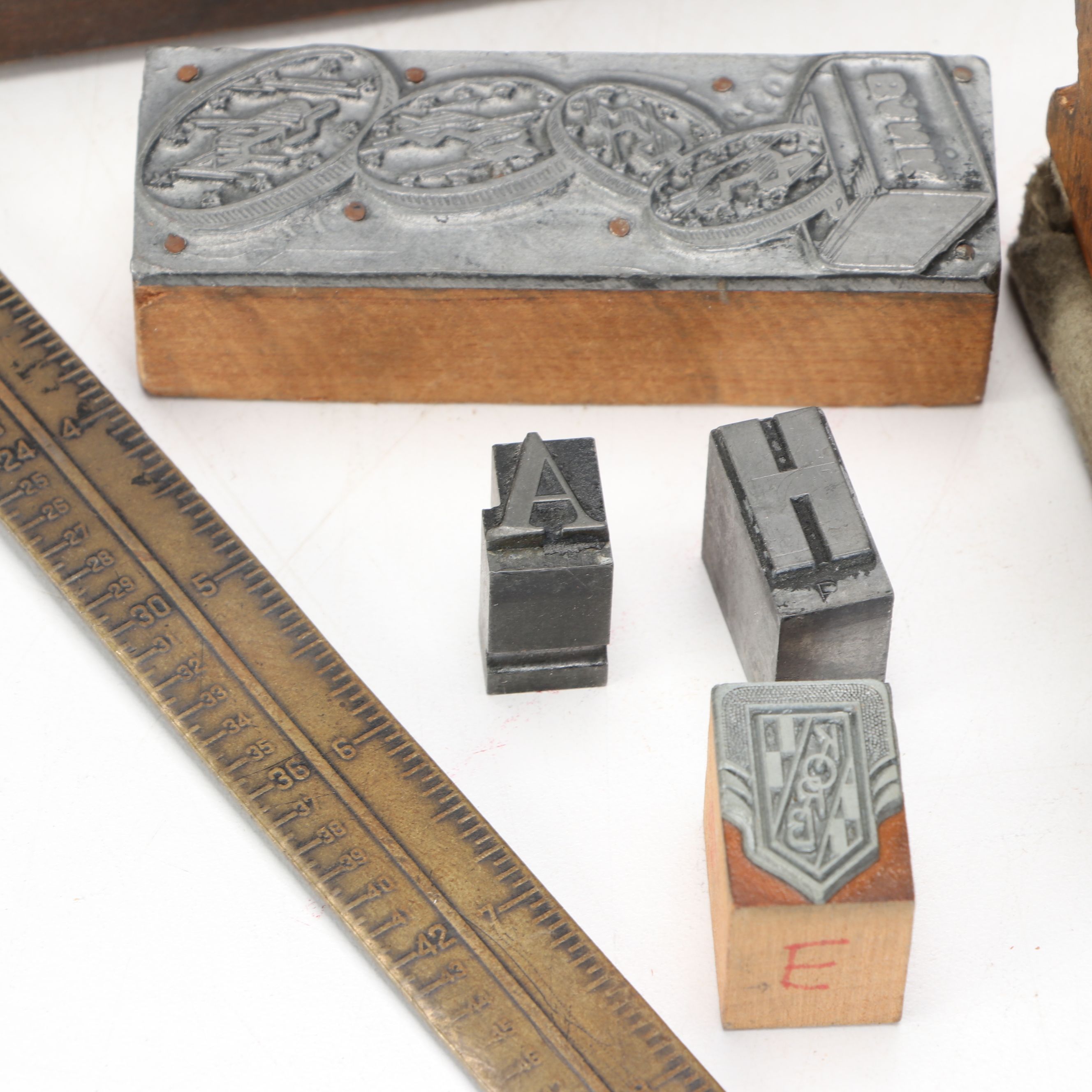 Printer's Letter Trays with Assorted Stamps