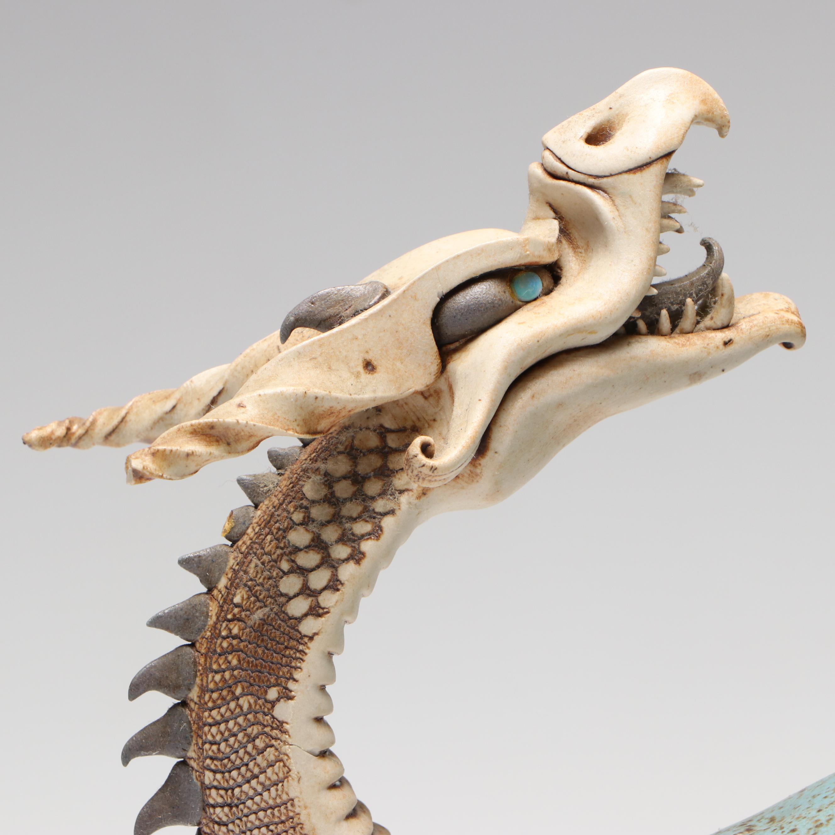 Dennis Thompson Signed "Hatchling" Ceramic Dragon Egg Sculpture