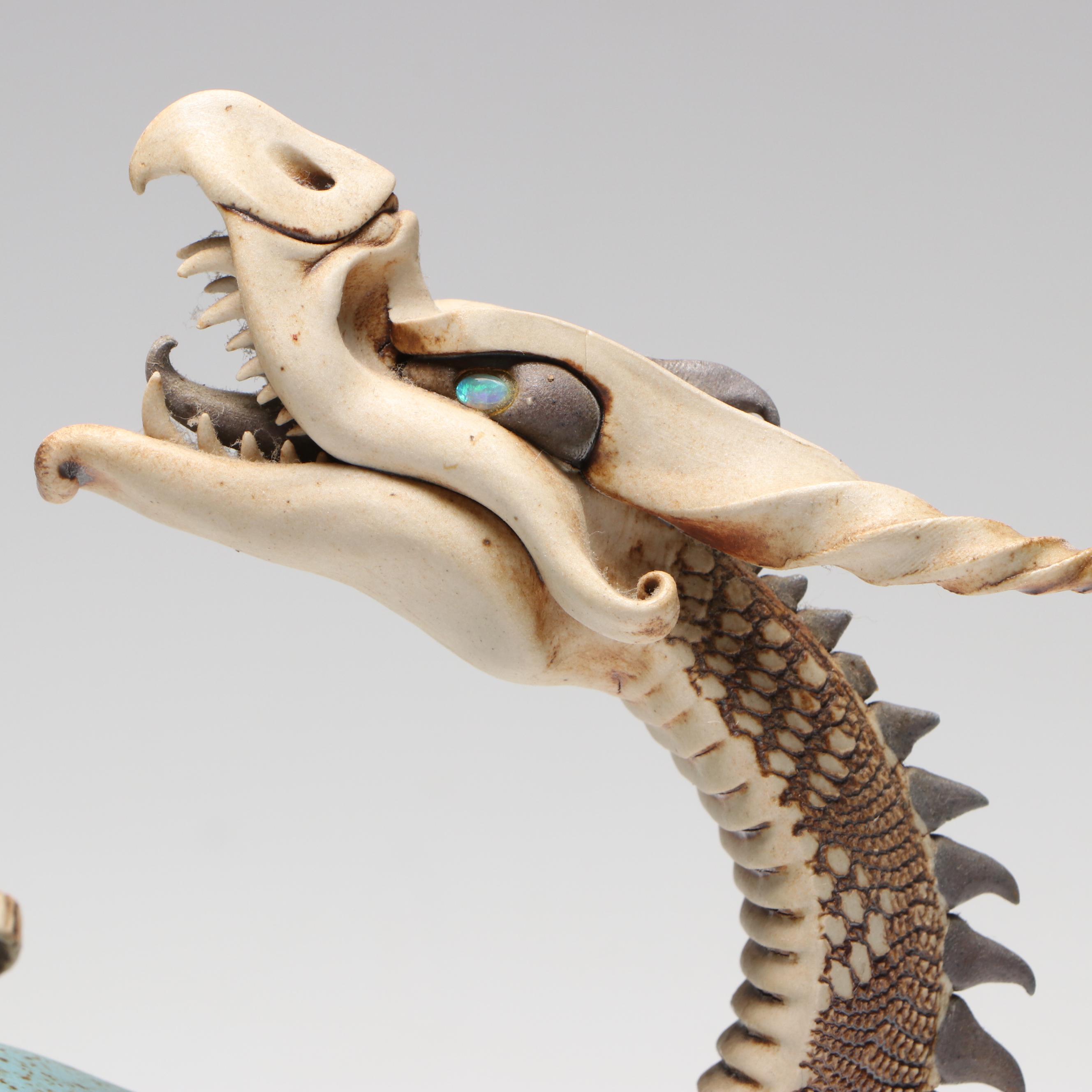 Dennis Thompson Signed "Hatchling" Ceramic Dragon Egg Sculpture