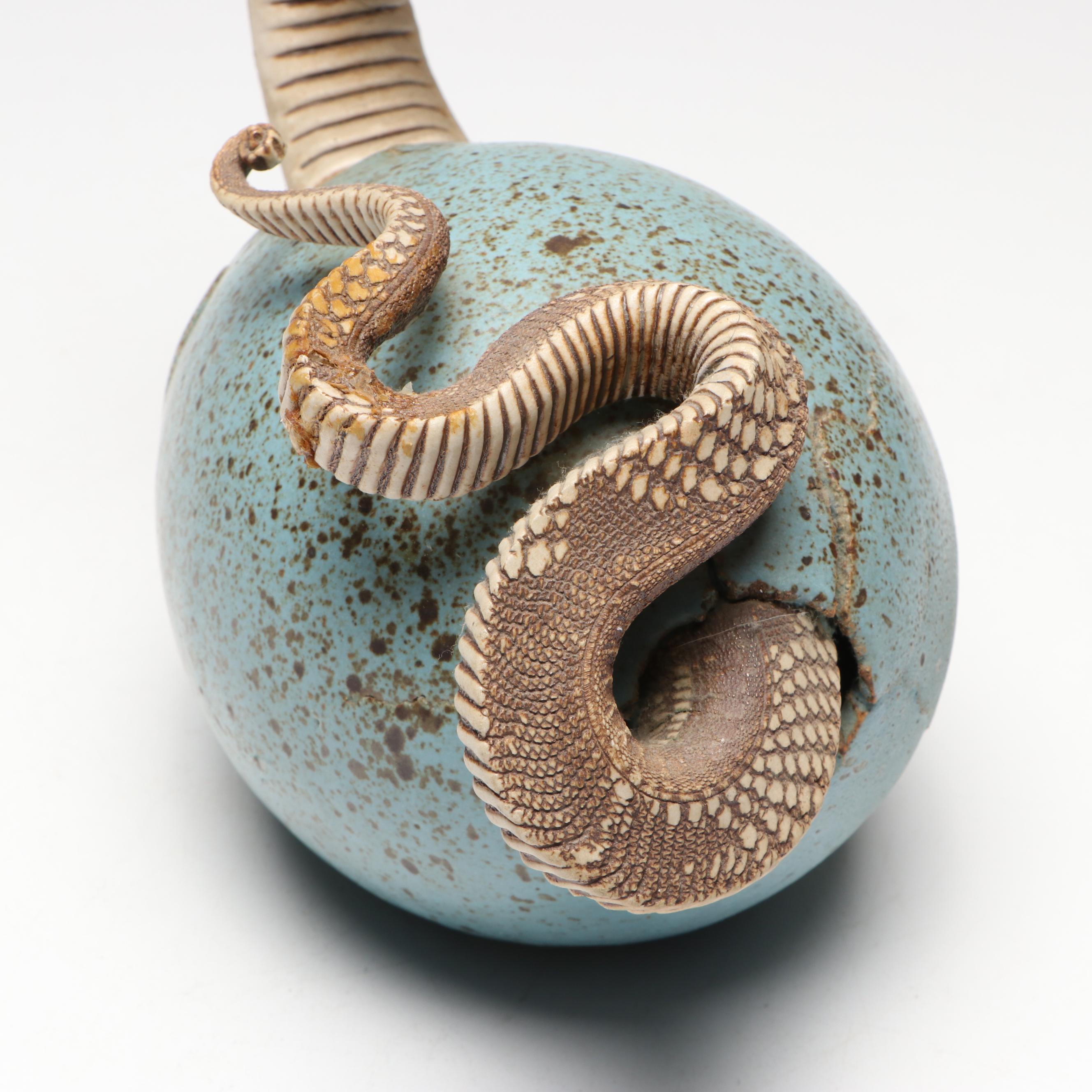 Dennis Thompson Signed "Hatchling" Ceramic Dragon Egg Sculpture