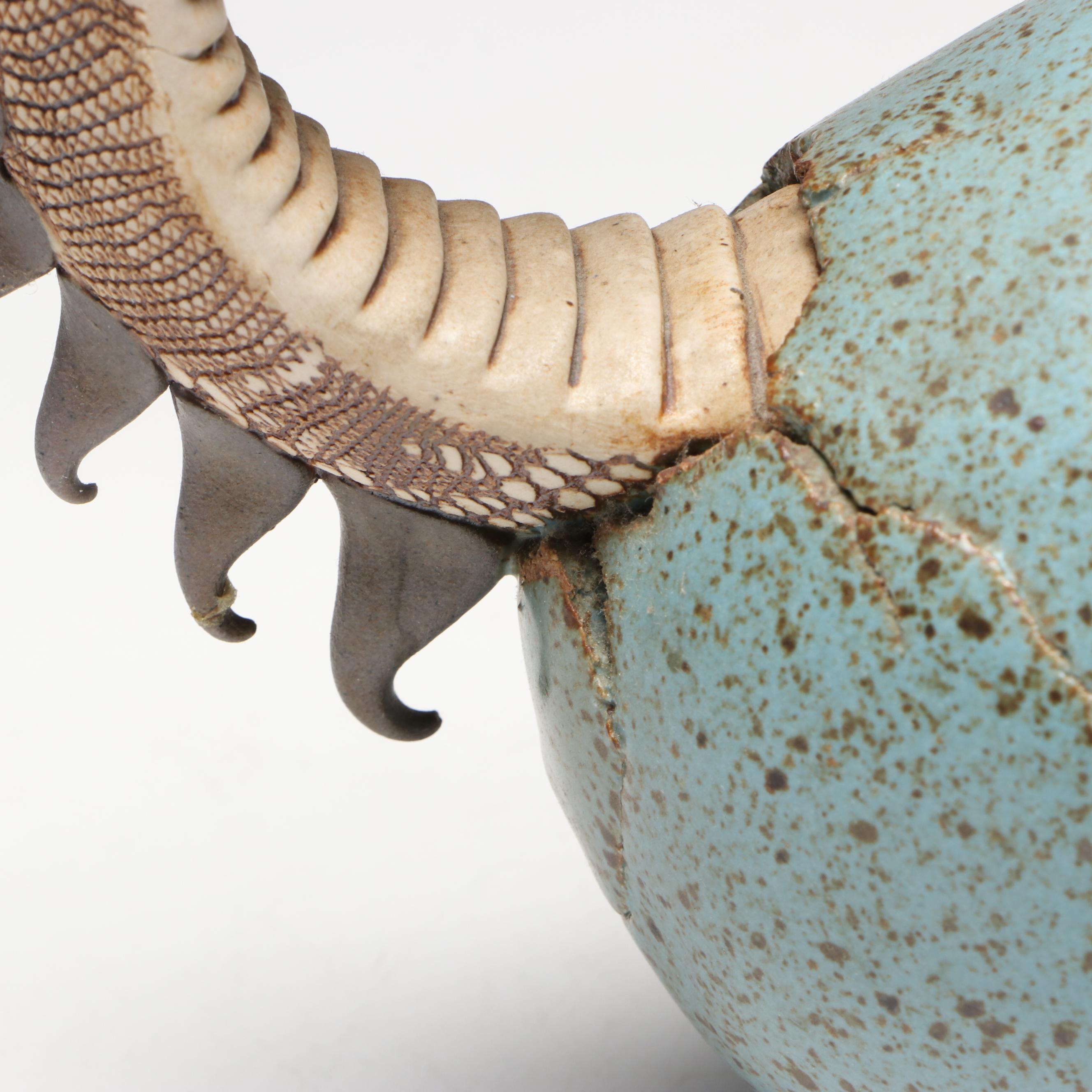 Dennis Thompson Signed "Hatchling" Ceramic Dragon Egg Sculpture