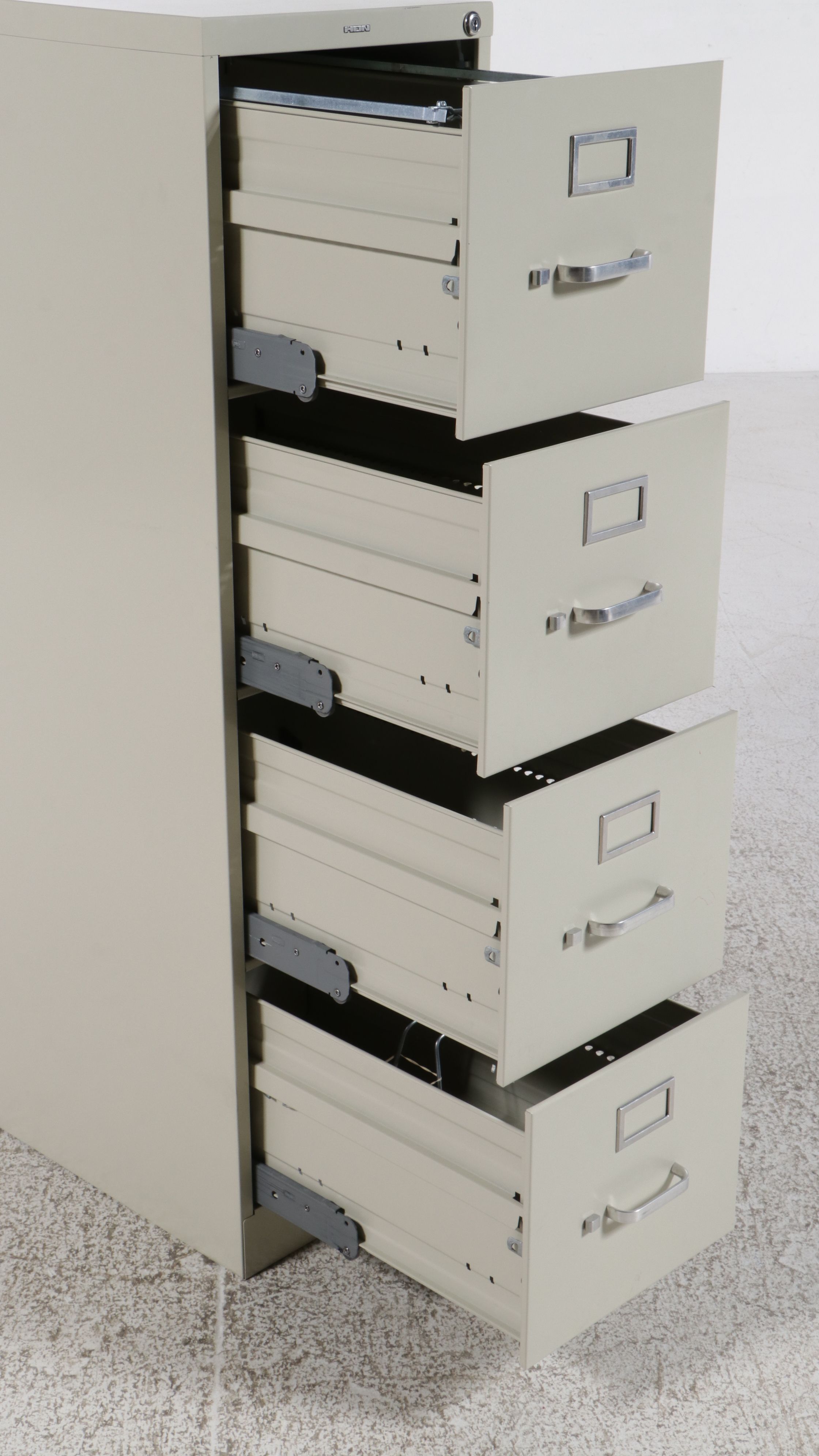 Set of Three HON 4-Drawer Vertical Filing Cabinets