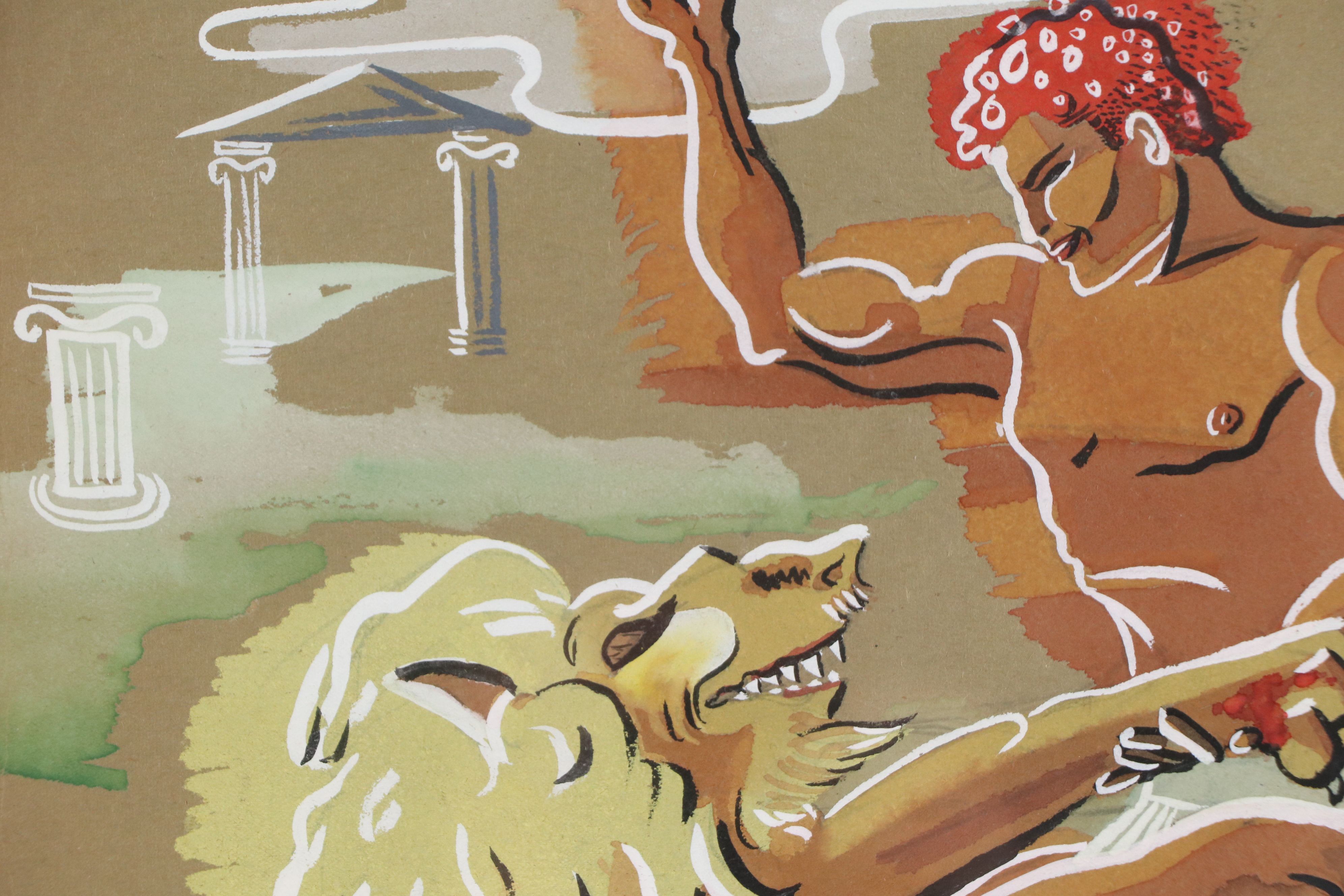 Gabbi Art Deco Gouache Painting, 1939