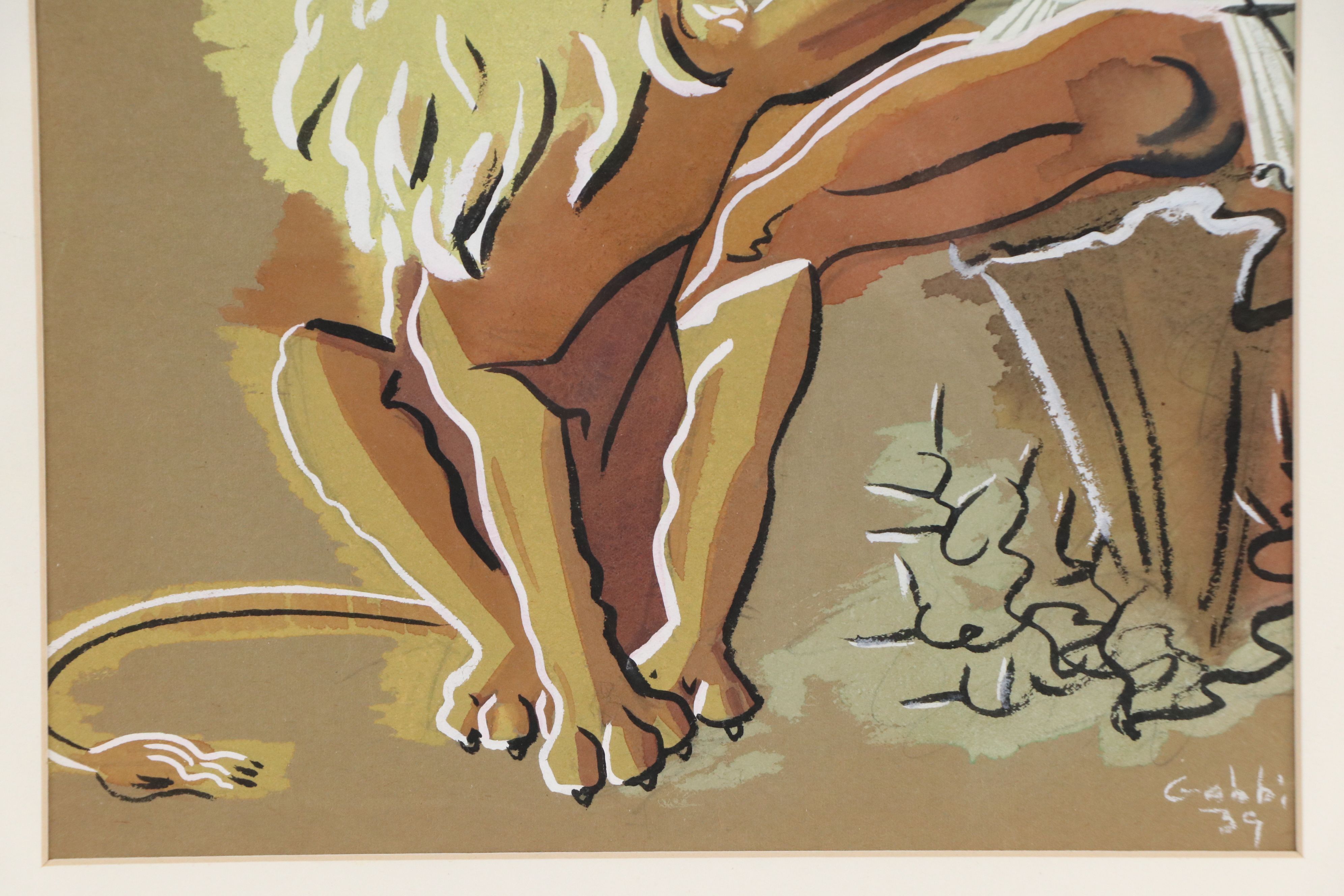 Gabbi Art Deco Gouache Painting, 1939