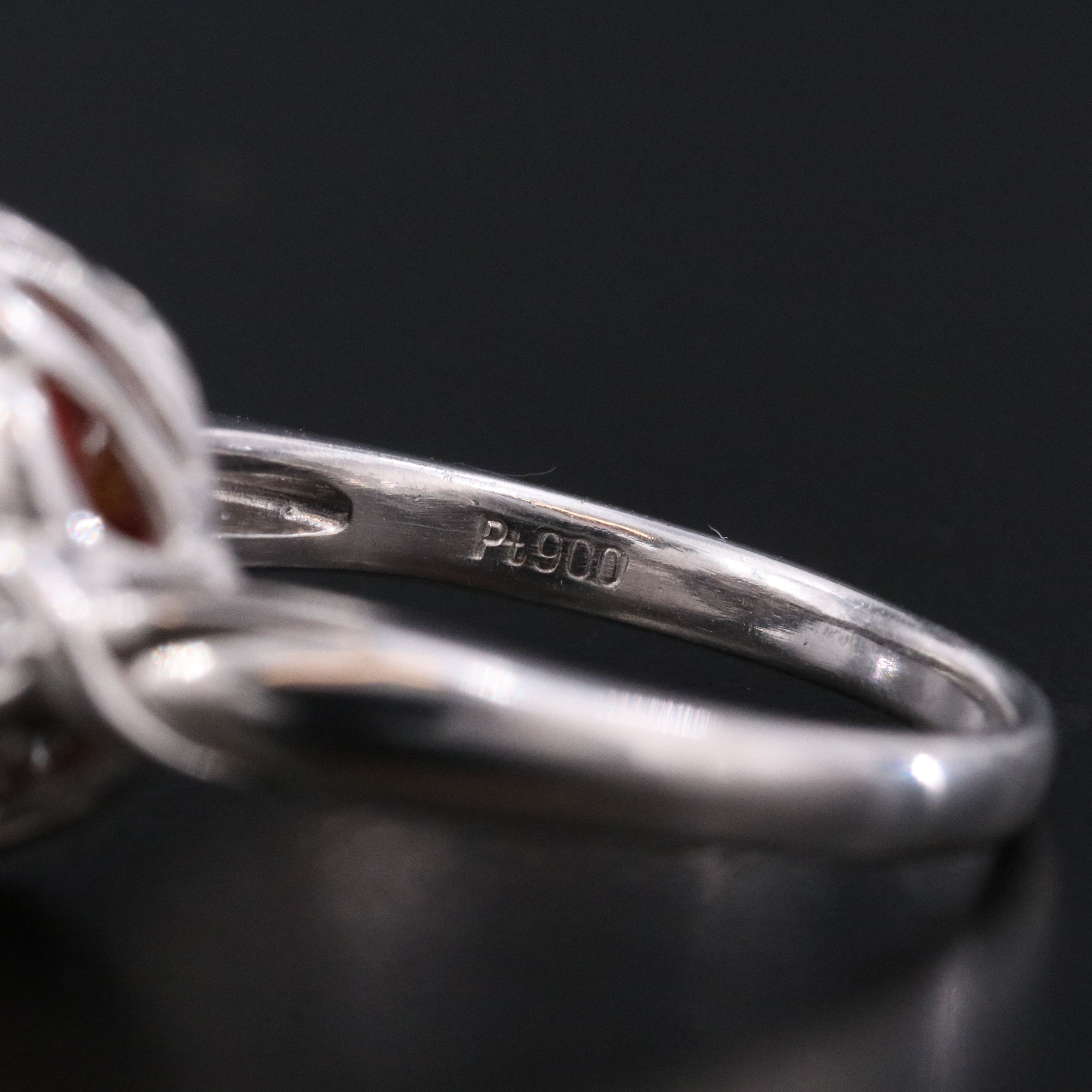 Platinum Coral and Diamond Ring