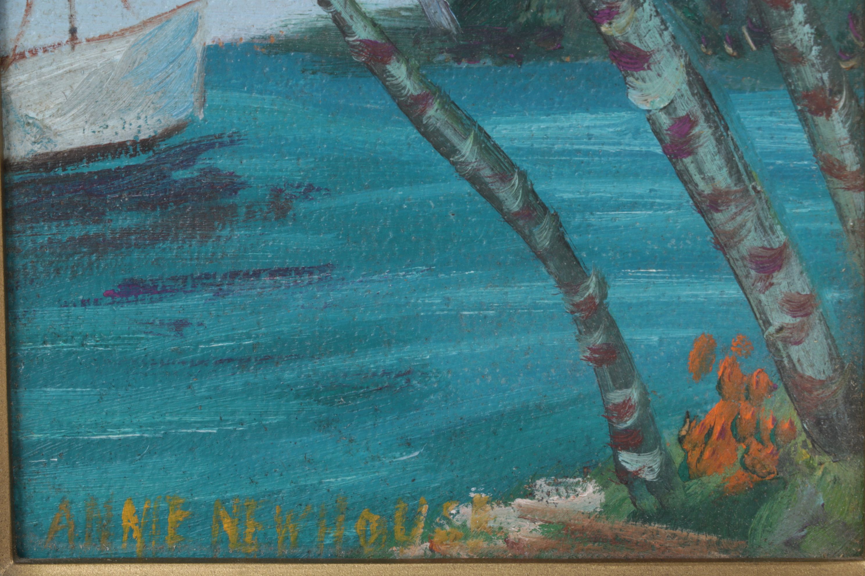 Annie Newhouse Coastal Landscape Acrylic Painting, Late 20th Century