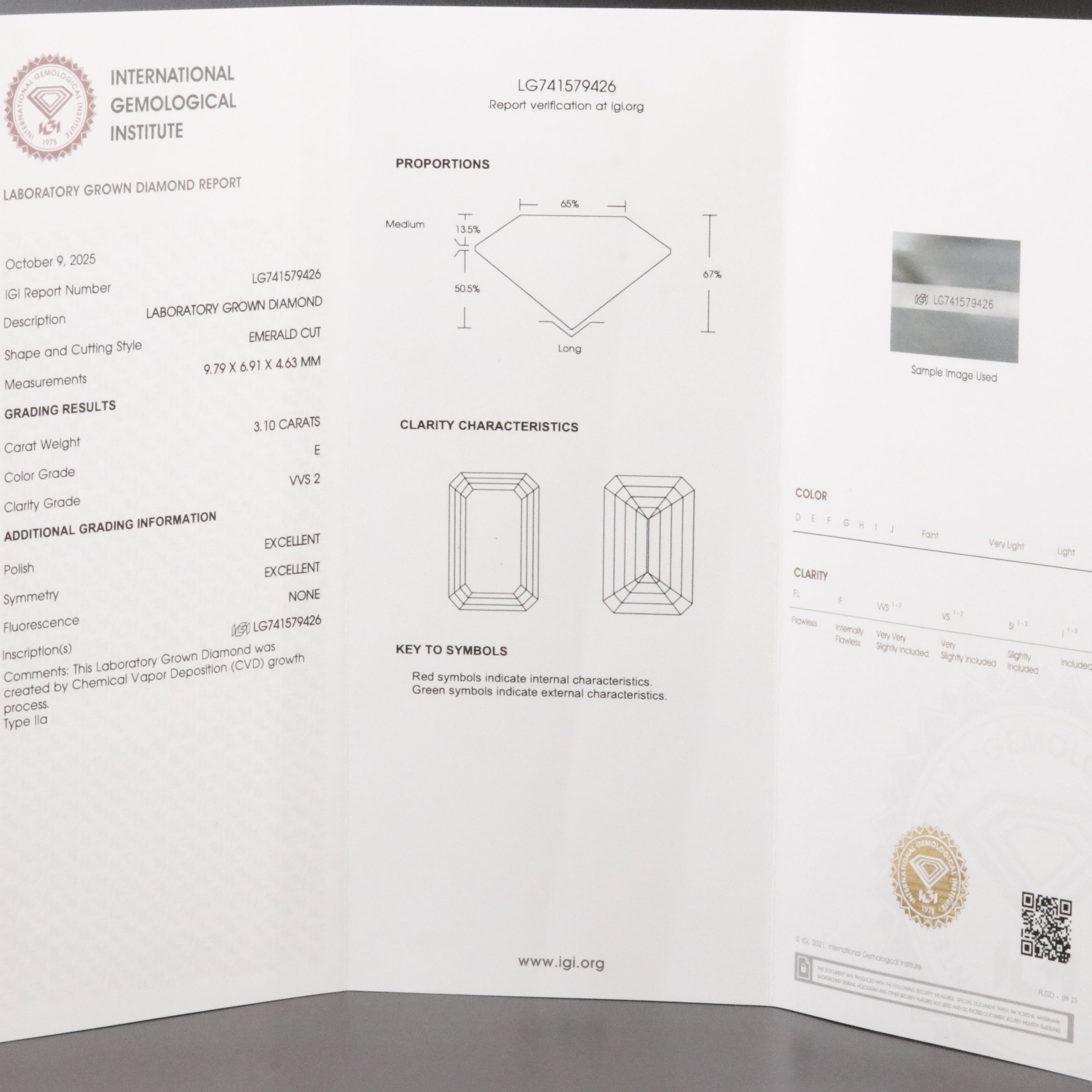 Platinum 3.10 CT Lab Grown Diamond Ring with IGI Report