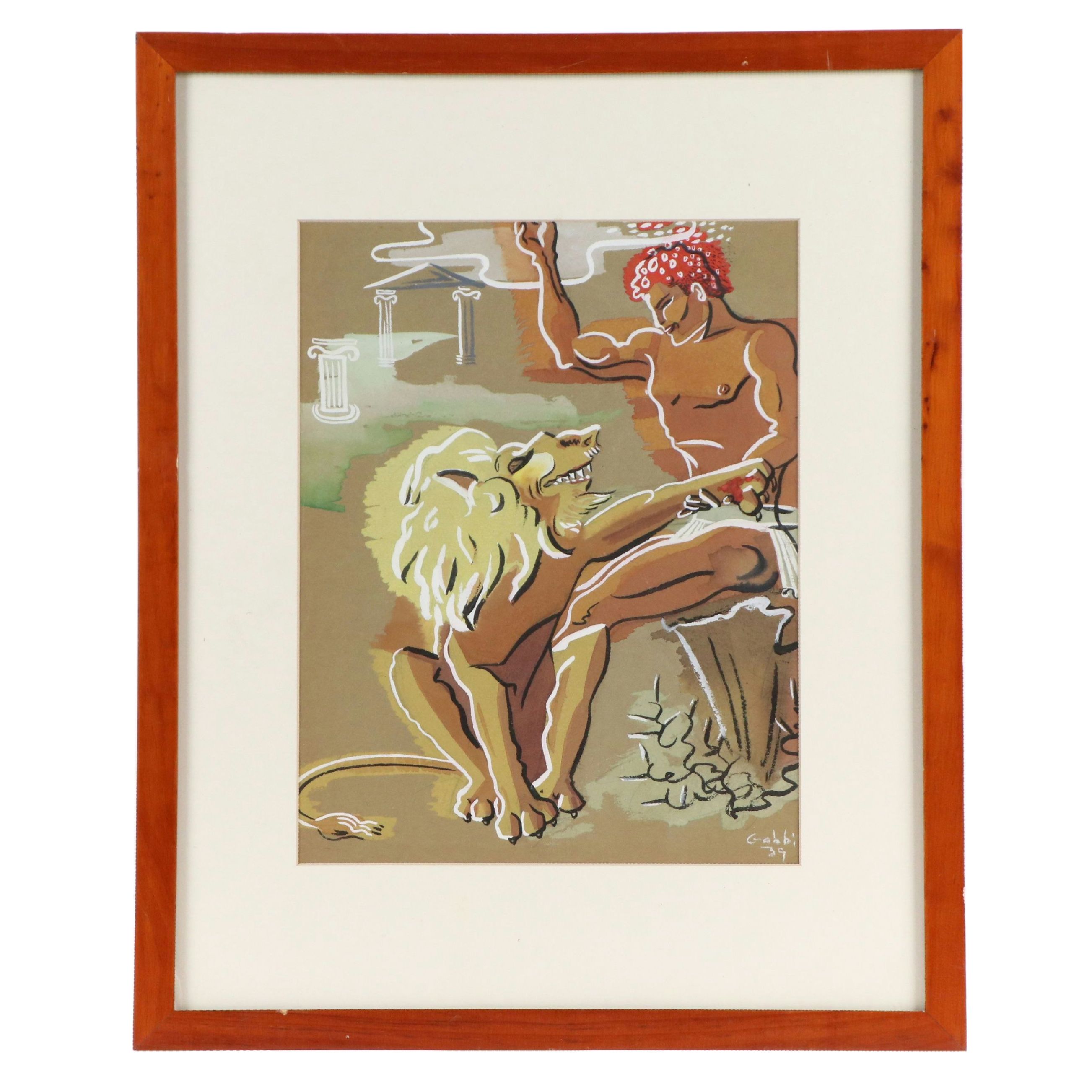 Gabbi Art Deco Gouache Painting, 1939