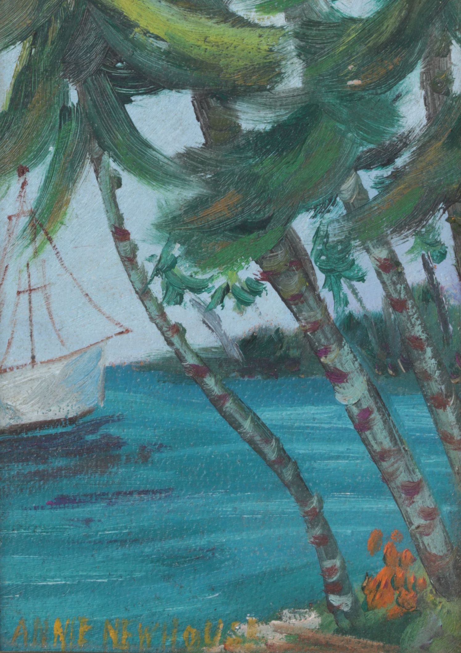 Annie Newhouse Coastal Landscape Acrylic Painting, Late 20th Century