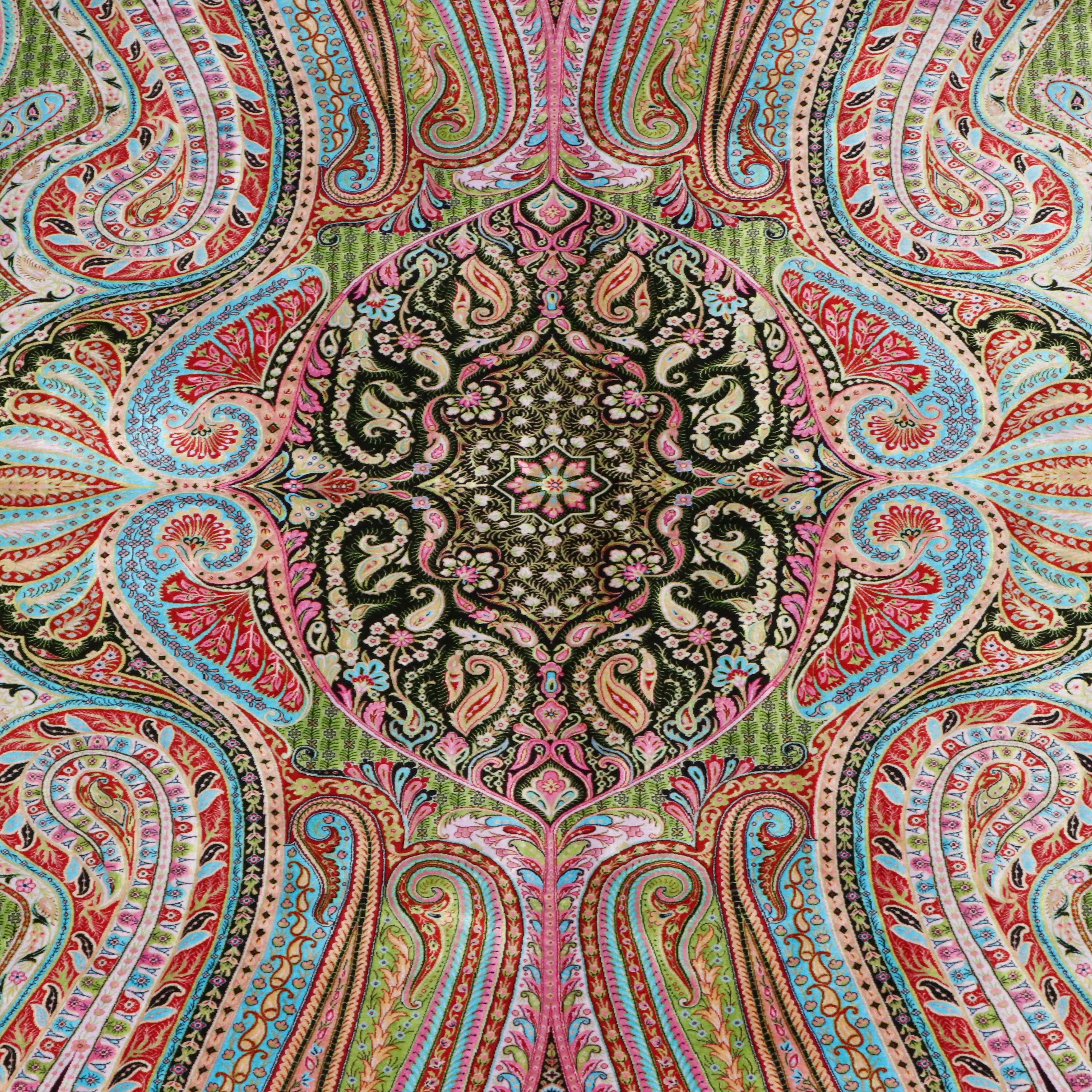 6'6 x 10'3 Hand-Knotted Persian Qom Silk Area Rug