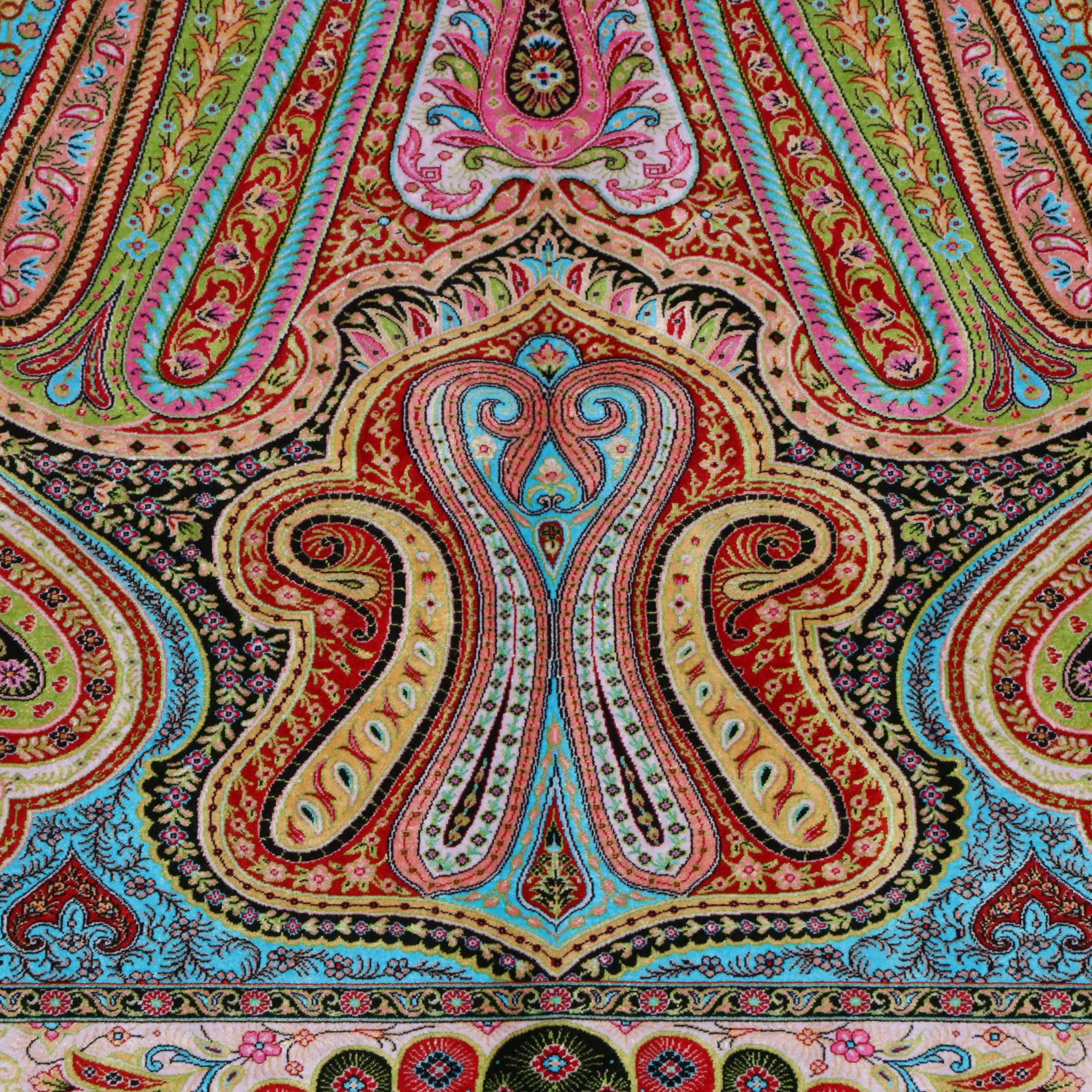 6'6 x 10'3 Hand-Knotted Persian Qom Silk Area Rug