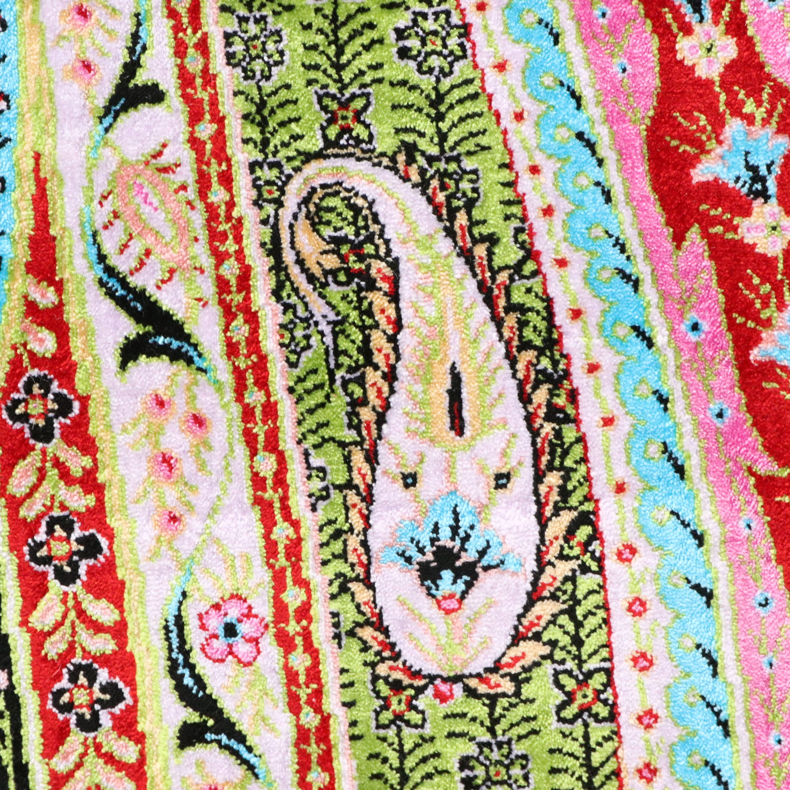 6'6 x 10'3 Hand-Knotted Persian Qom Silk Area Rug