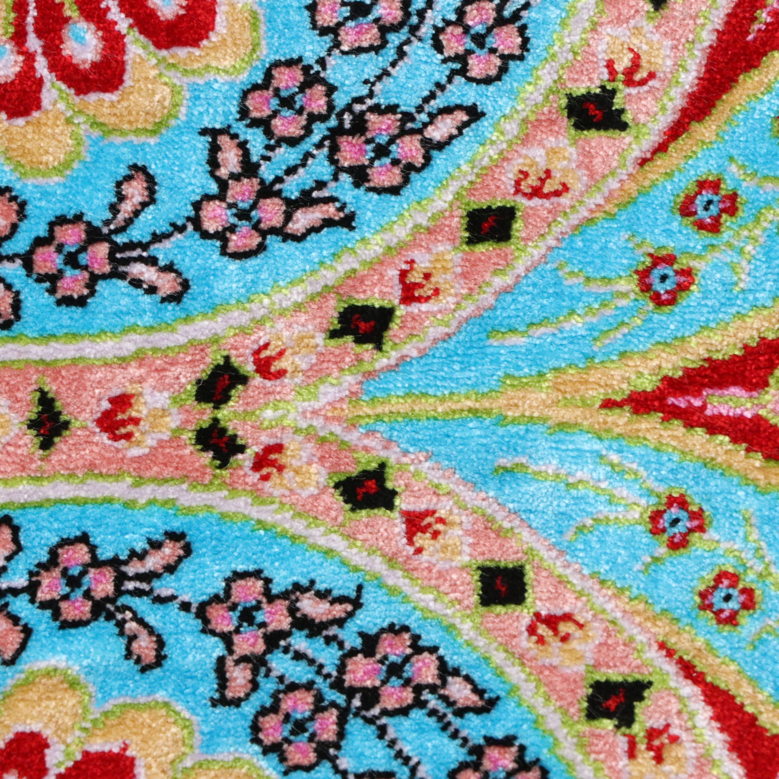 6'6 x 10'3 Hand-Knotted Persian Qom Silk Area Rug