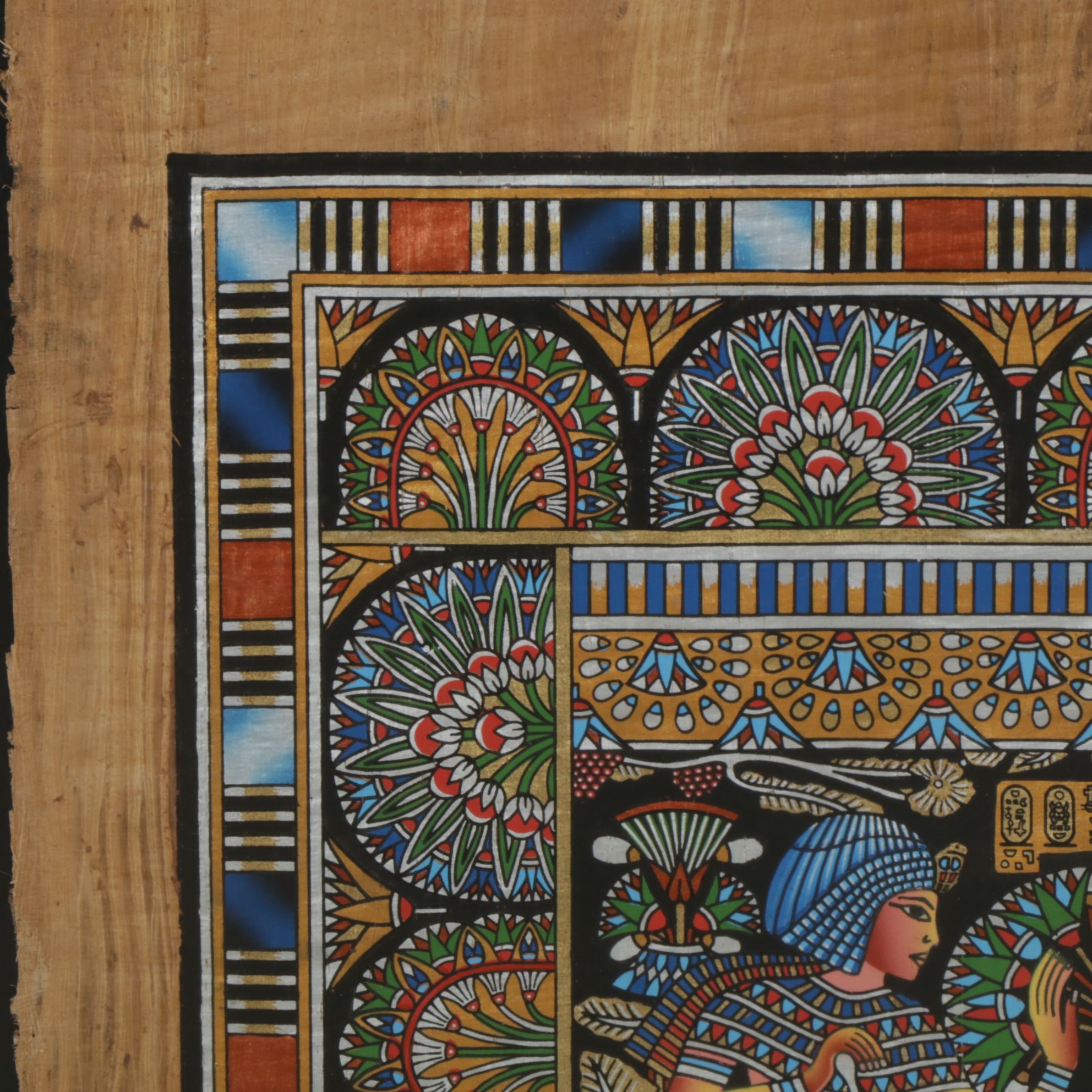 Egyptian Style Souvenir Gouache Hand Painting of King Tutankhamun & Ankhesenamun