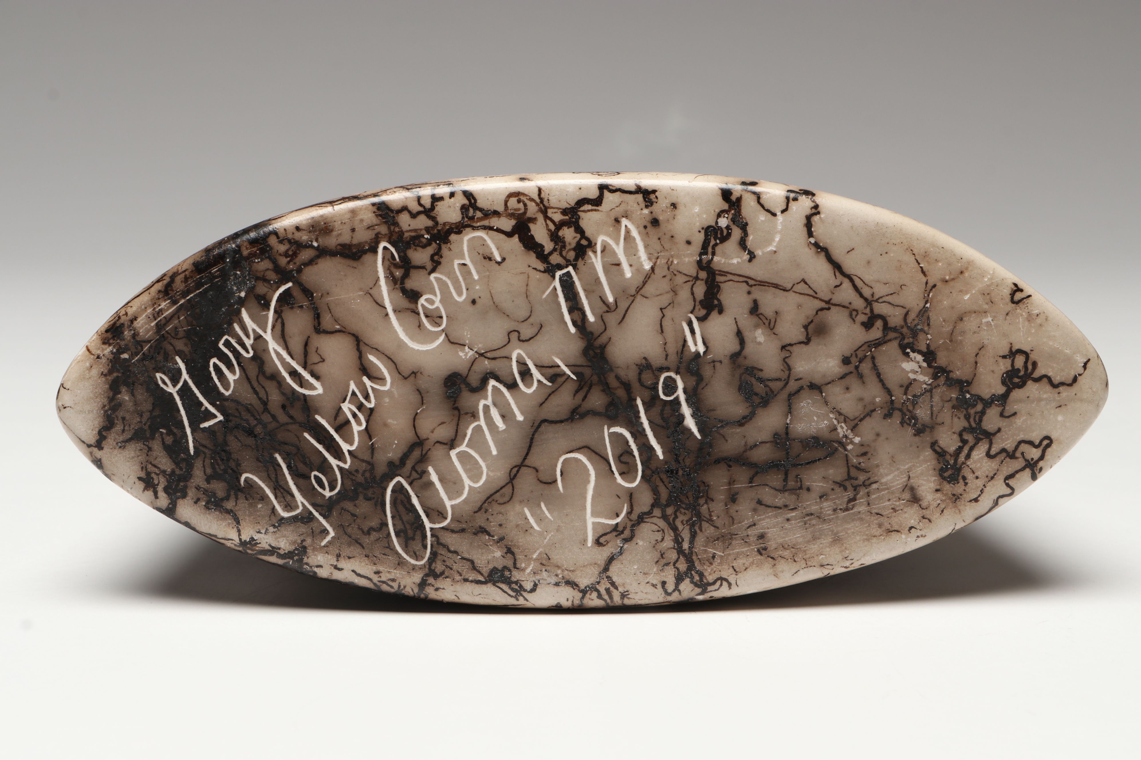 Gary Yellow Corn Louis Acoma Hand Etched Horsehair Art Pottery Vessel