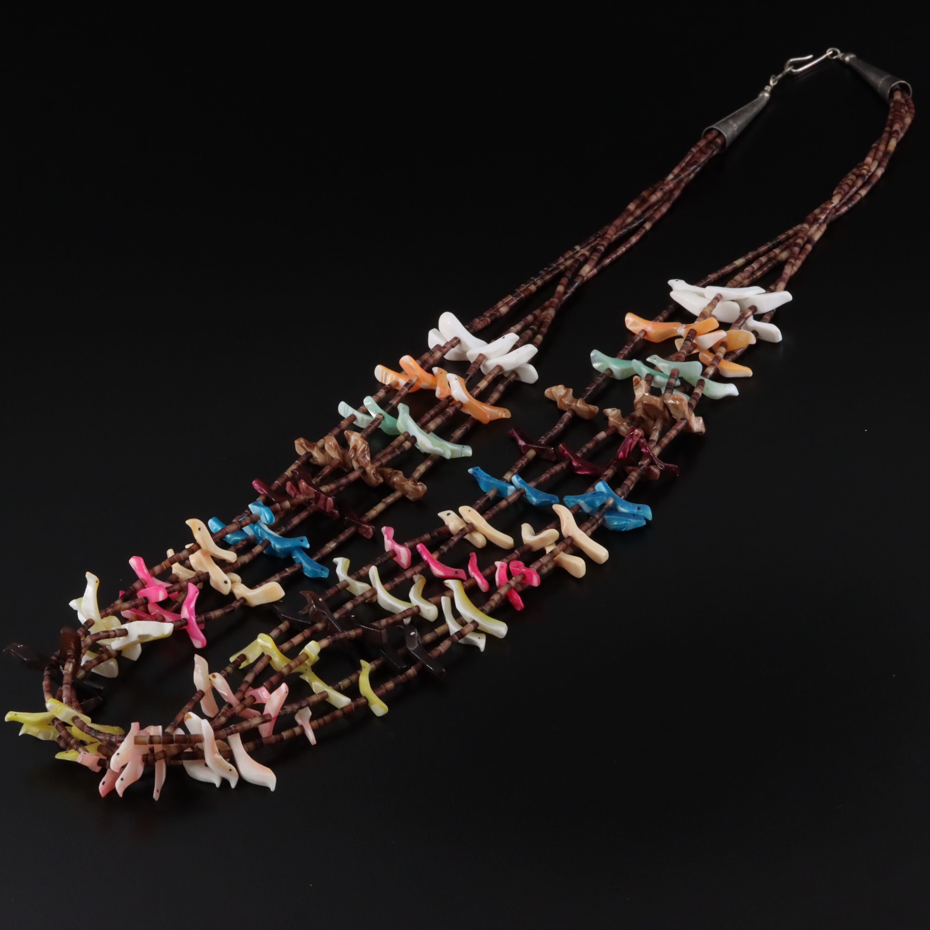 Multi-Strand Fetish Necklace Including Mother-of-Pearl and Shell